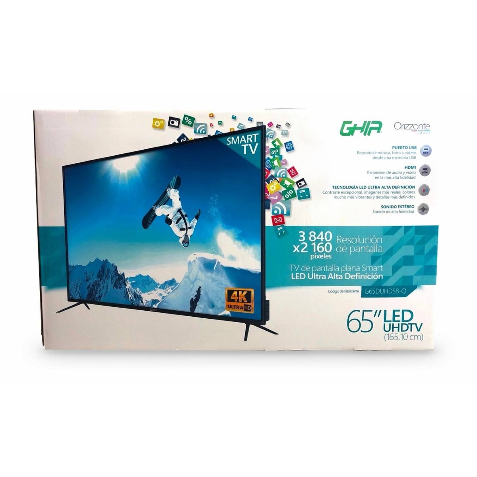 TELEVISION LED GHIA 65PULG SMART TV UHD 4K 3 HDMI 2USB VGA PC 60 HZ