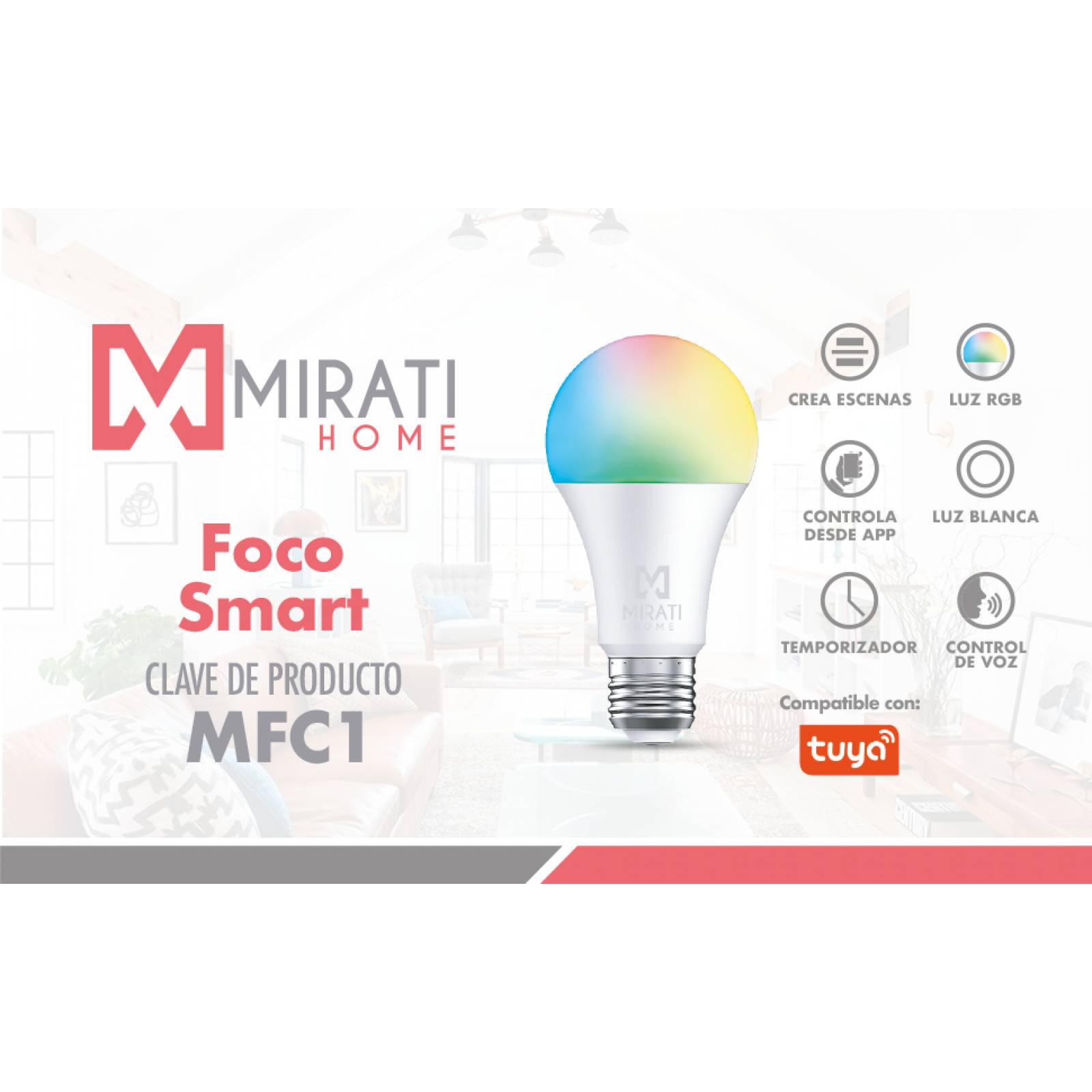 FOCO INTELIGENTE    MIRATI    WIFI    LUZ BLANCA COMPATIBLE CON ALEXA Y GOOGLE HOME