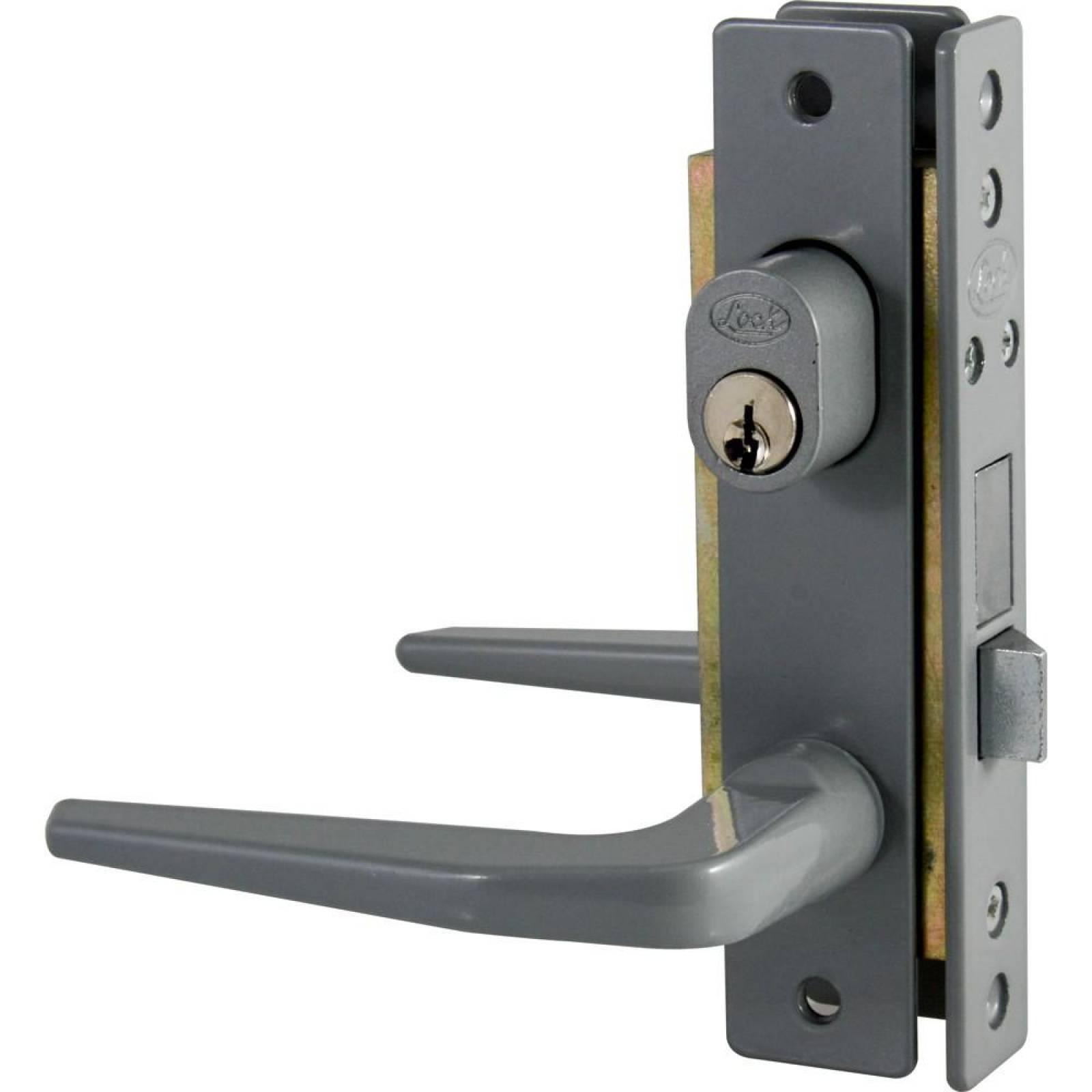 Cerradura clásica para puerta de aluminio función encilla, gris, llave estándar Lock 