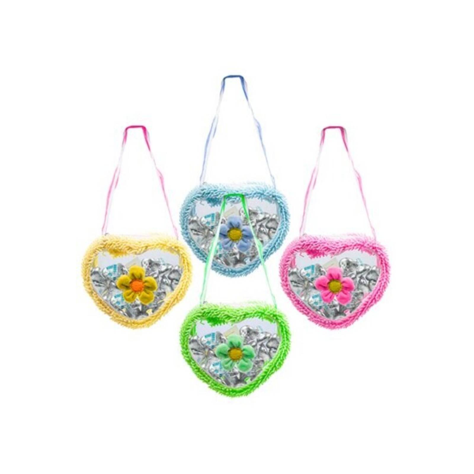 Dulcero Transparente De Corazón Paquete 4 pz Con Correa Adorno Flor