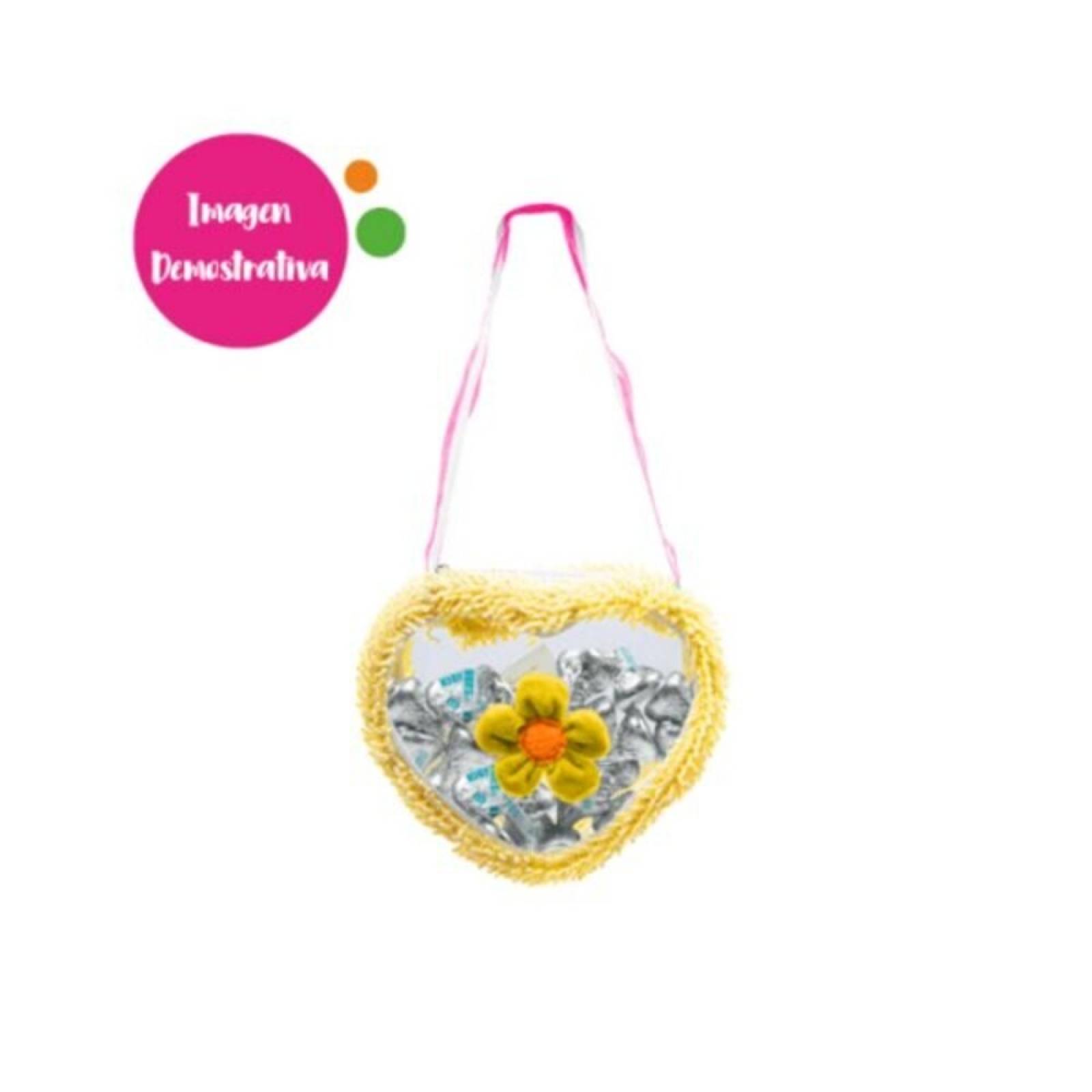 Dulcero Transparente De Corazón Paquete 4 pz Con Correa Adorno Flor