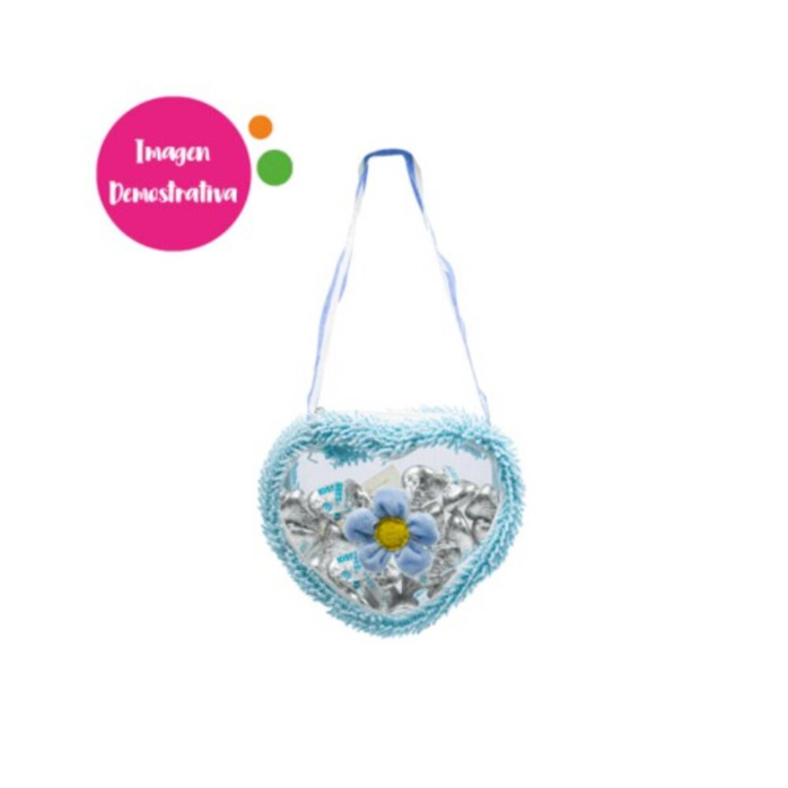Dulcero Transparente De Corazón Paquete 4 pz Con Correa Adorno Flor