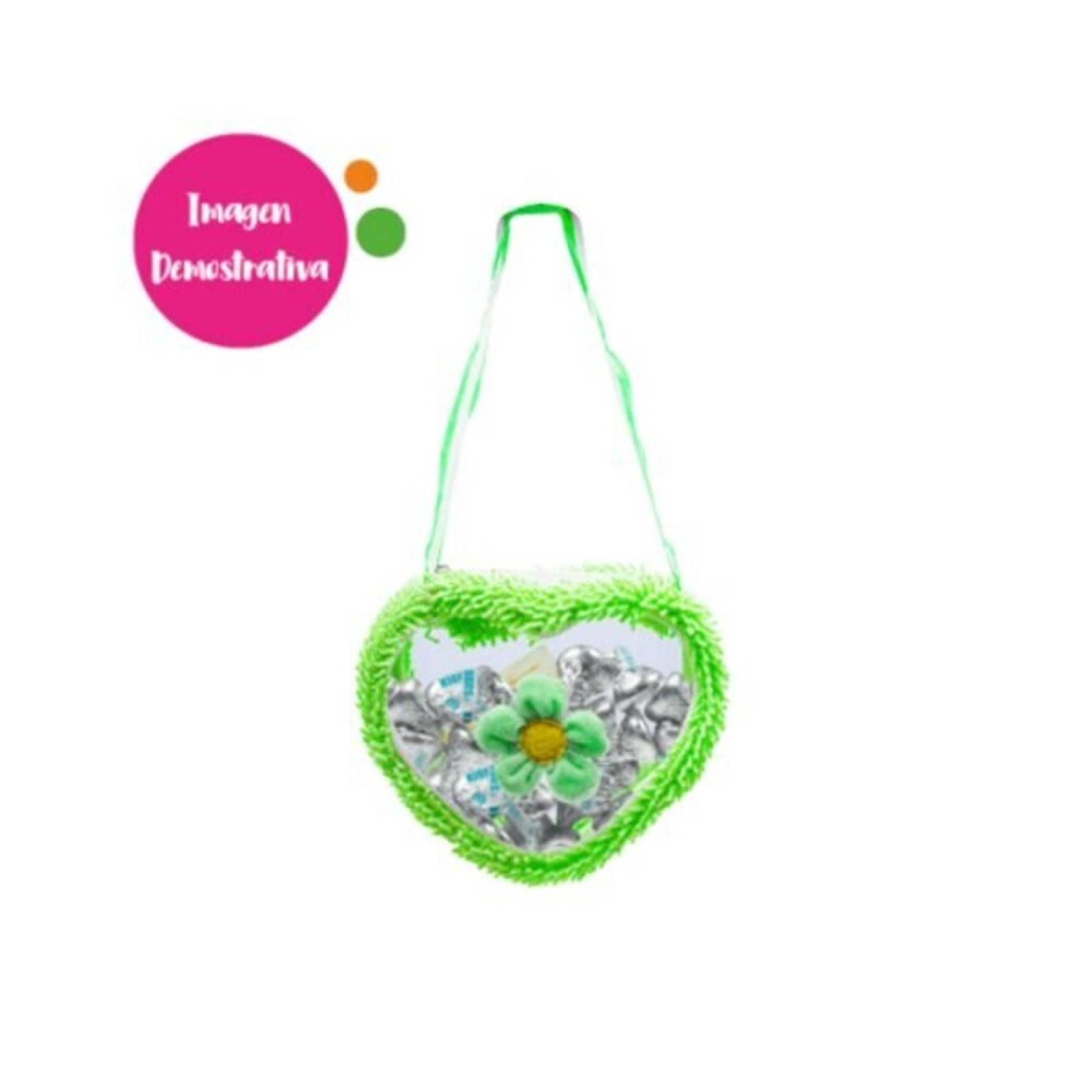 Dulcero Transparente De Corazón Paquete 4 pz Con Correa Adorno Flor