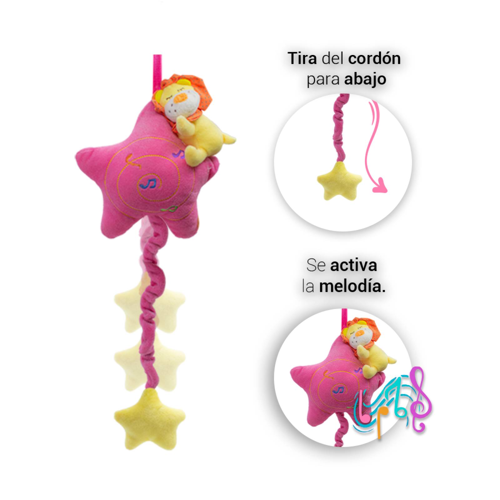 Atrapasueños Rosa de Peluche Musical para Bebé