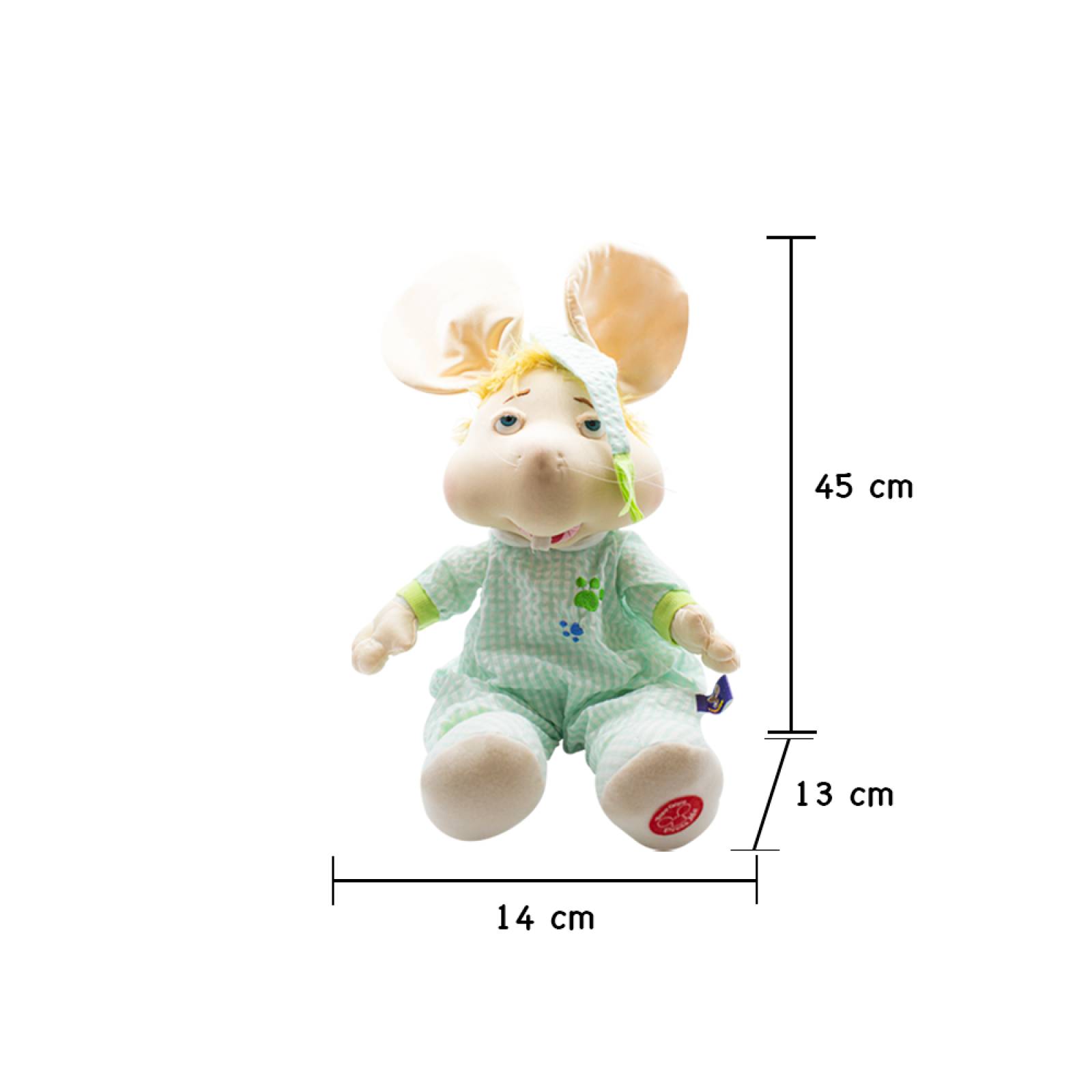 Peluche Topogigio Musical Canción Hasta Mañana Pijama Cuadros Verde