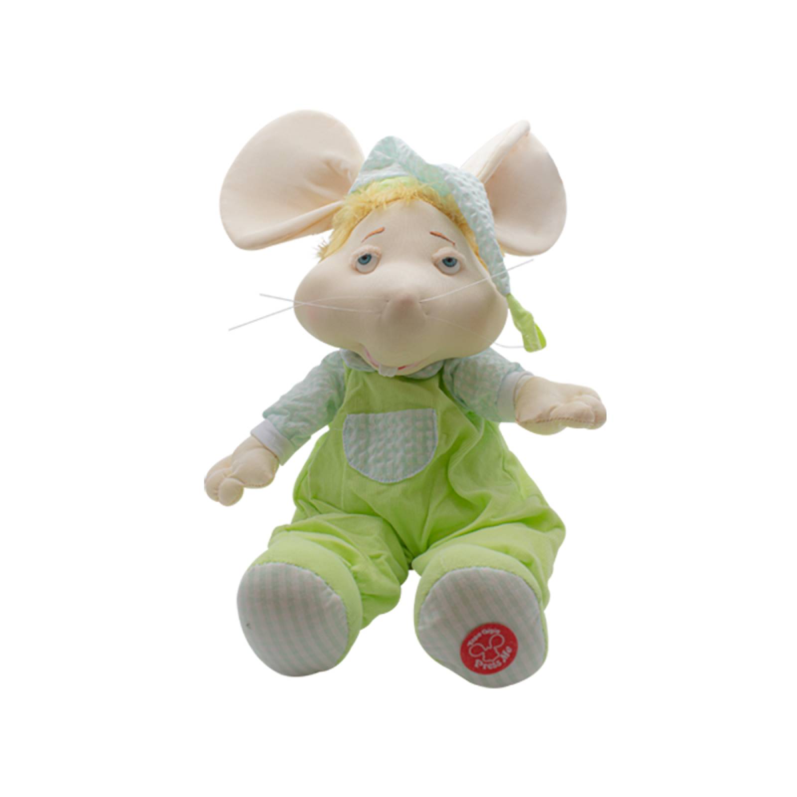 Peluche Topogigio Parlante 4 Frases Diferentes Pijama Overol Verde