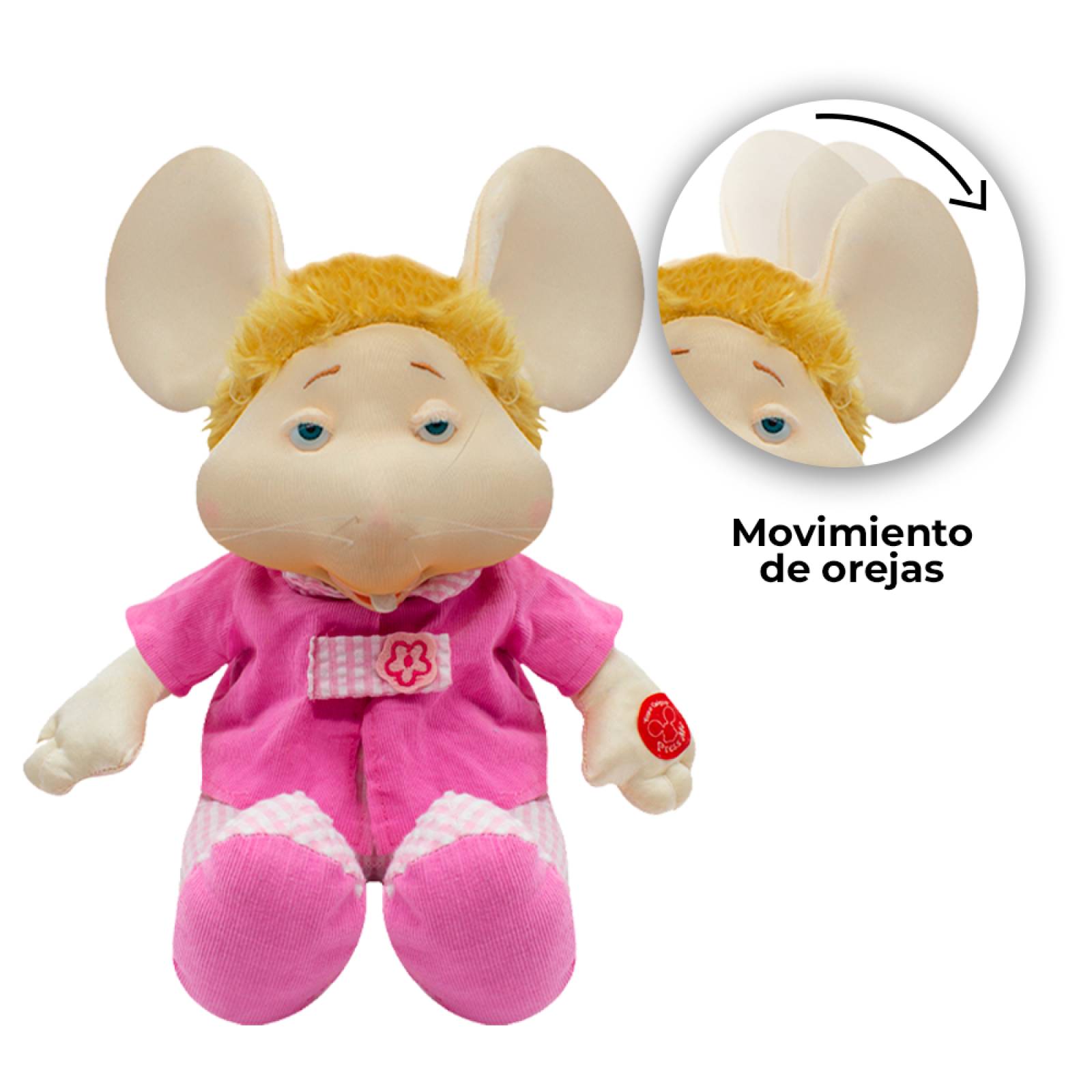 Peluche Topogigio Musical Canción 1,2,3 Todos Para Abajo Conjunto Rosa