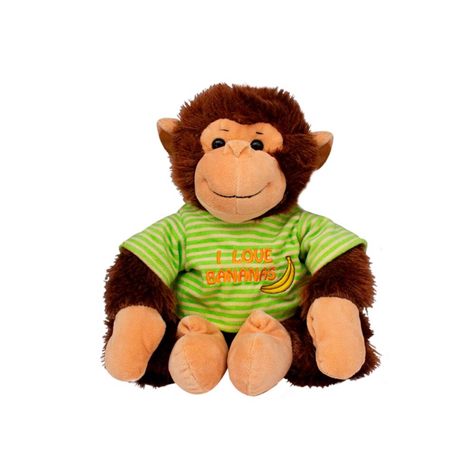 Peluche Changuitos Felices Paquete 2 Pz Playeras Rayas Love Monkey Tela Suave