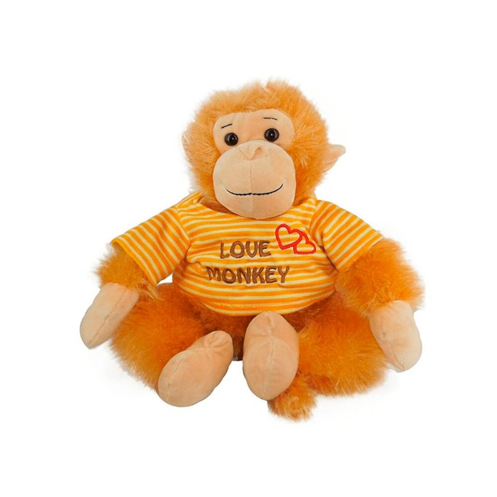 Peluche Changuitos Felices Paquete 2 Pz Playeras Rayas Love Monkey Tela Suave
