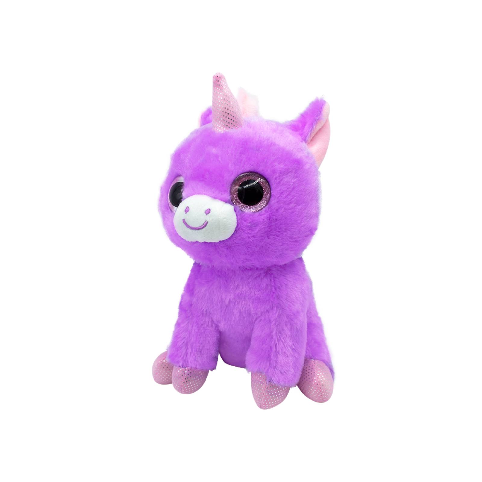 Peluche Unicornio Baby Feliz Morado Tela Ultra Suave Hipoalergénico