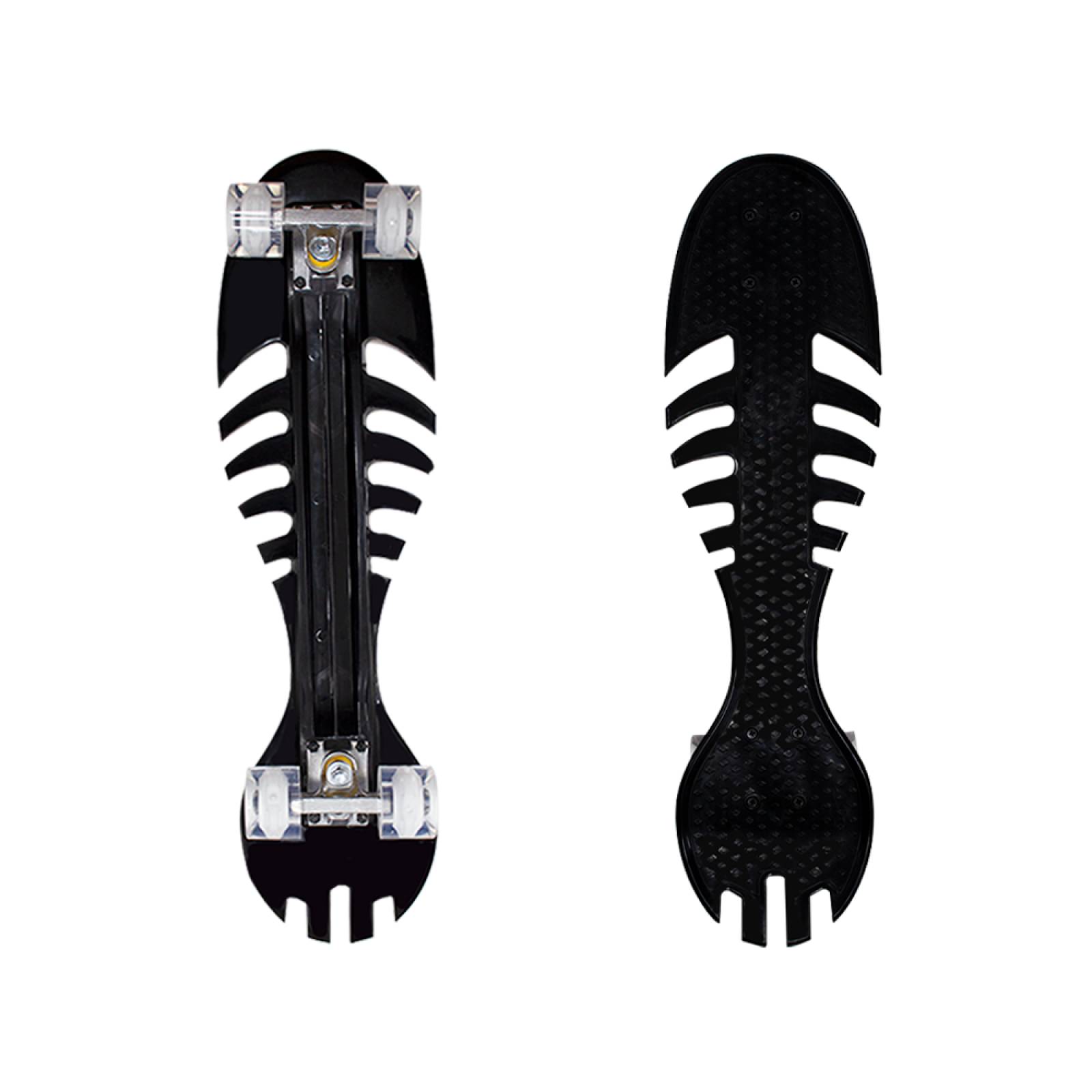 Patineta Skate Waveboard Negro Poliuretano Alta Resistencia 4 Llantas Gel Luz Led