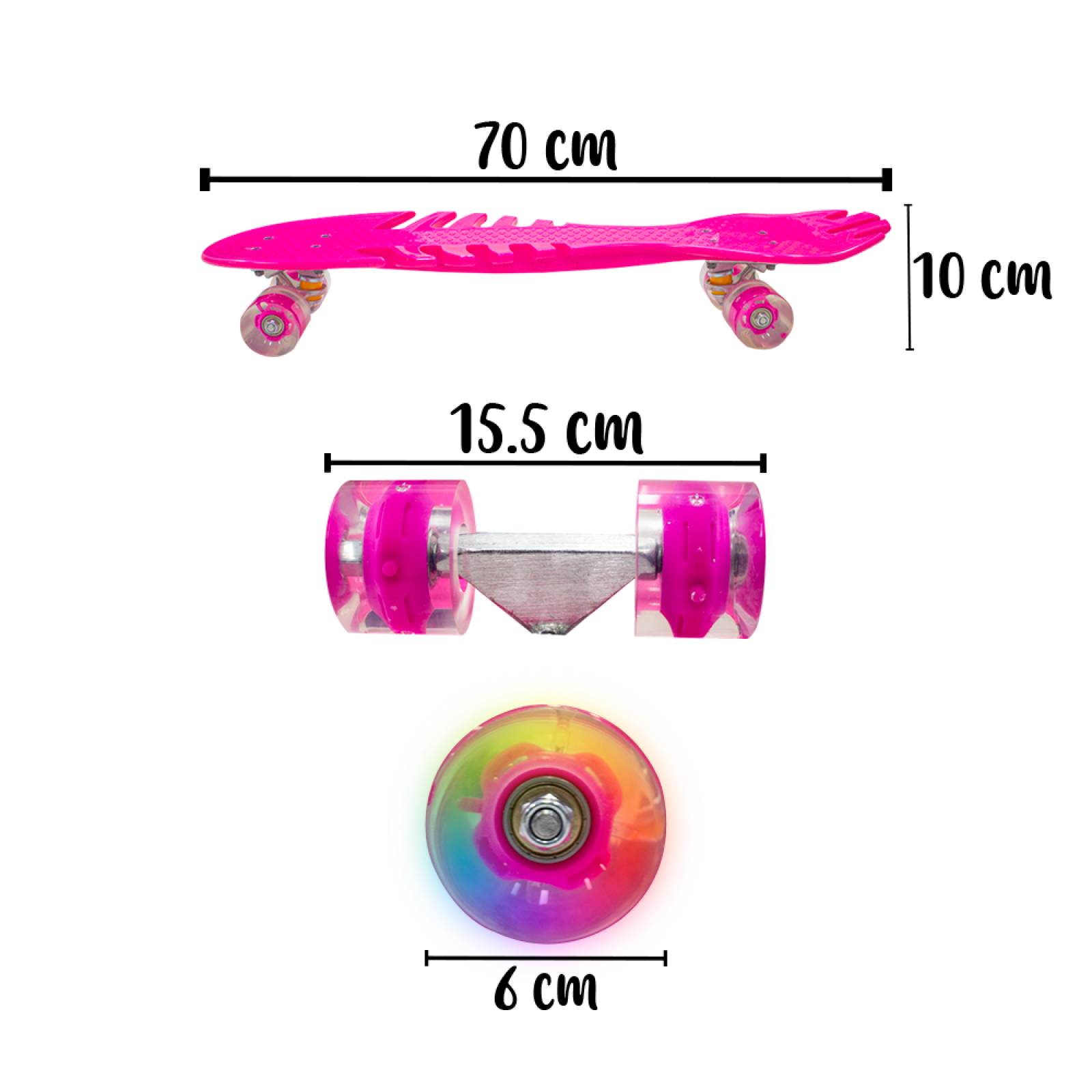 Patineta Skate Waveboard Rosa Poliuretano Alta Resistencia 4 Llantas Gel Luz Led