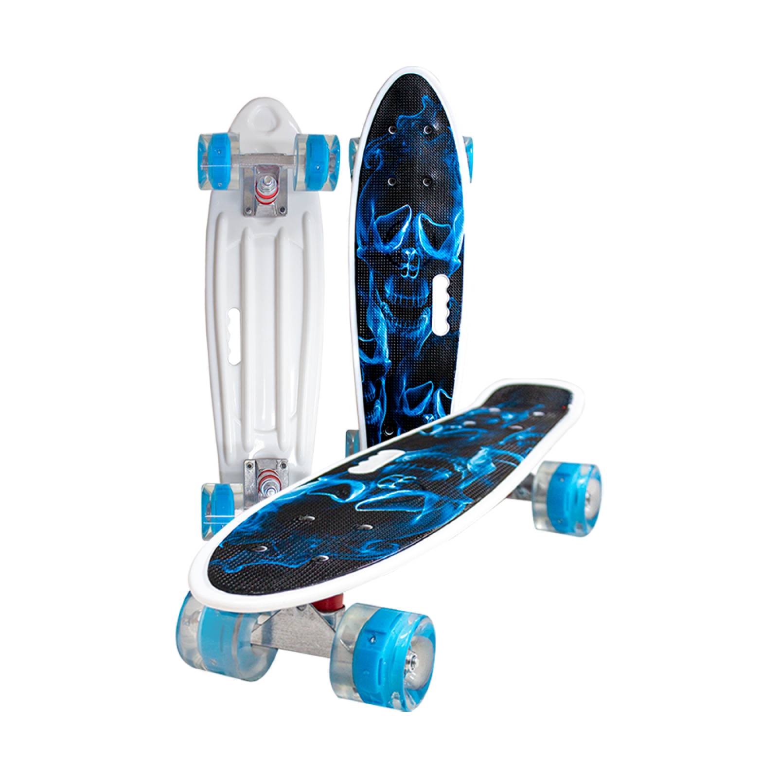 Patineta Skate Penny Clásica Calavera Poliuretano Reposapiés Estampado