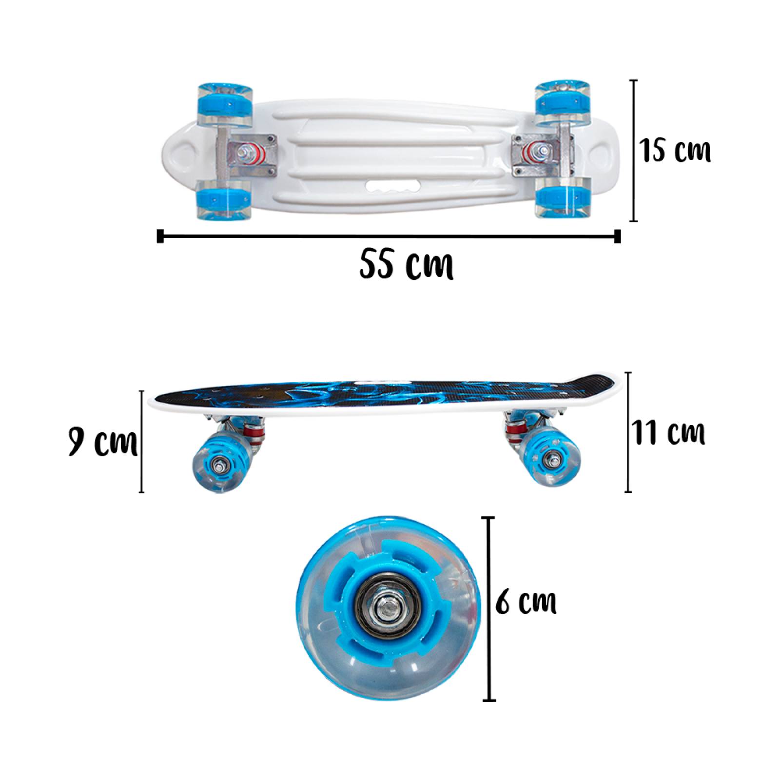 Patineta Skate Penny Clásica Calavera Poliuretano Reposapiés Estampado