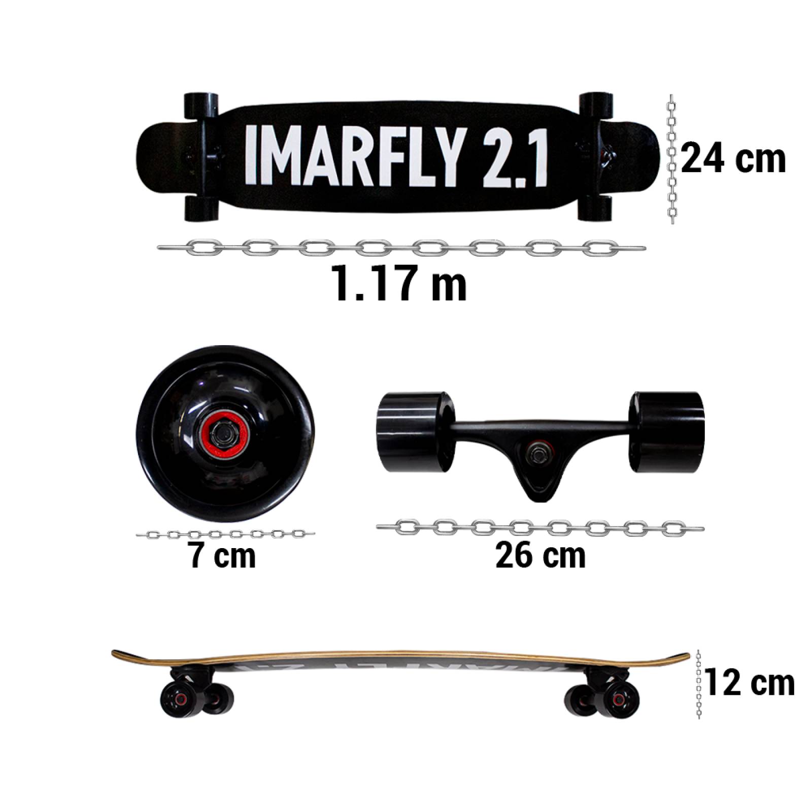 Patineta Longboard IMARFLY 2.1 Negro Madera 8 Capas Alta Resistecia