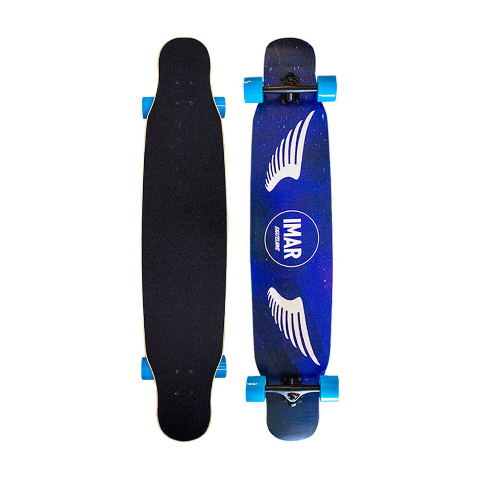Patineta Longboard IMAR SKATELHNE Azul Madera 8 Capas Alta Resistecia