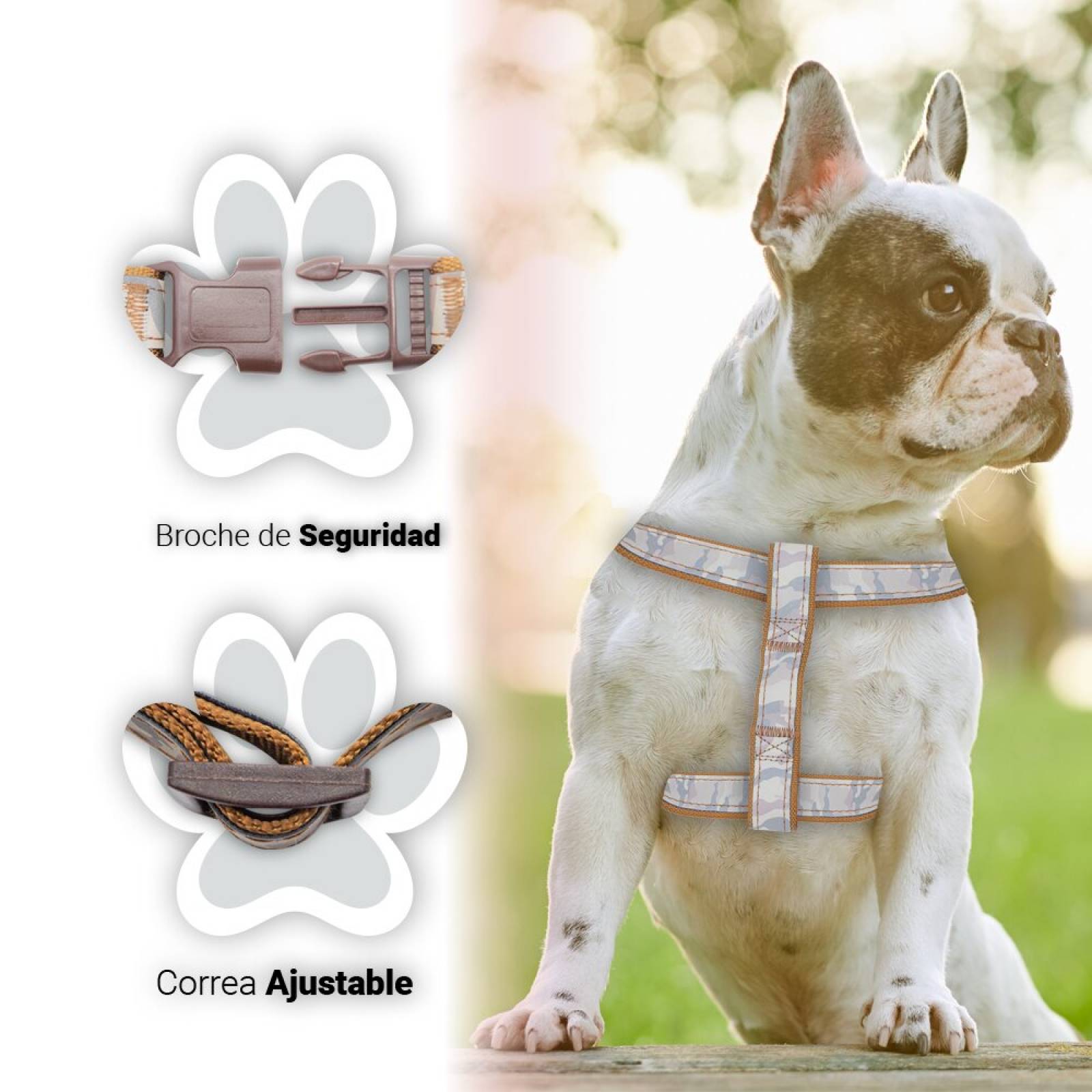 Arnés De Seguridad Pechera Café Ajustable Para Perros Grande Mascotas