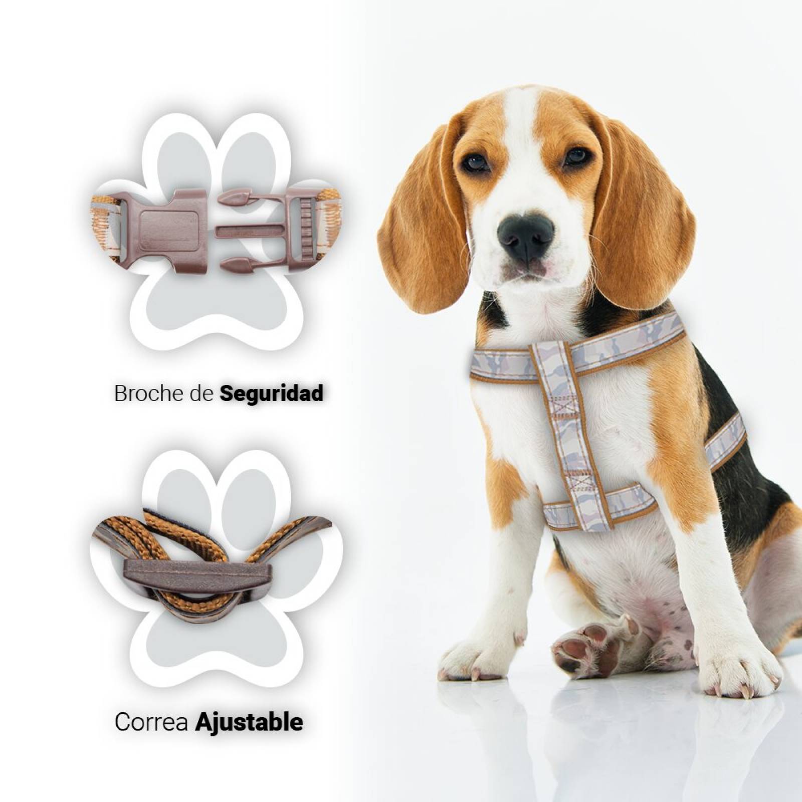 Arnes De Seguridad Pechera Café Ajustable Para Perro Mediano Mascotas