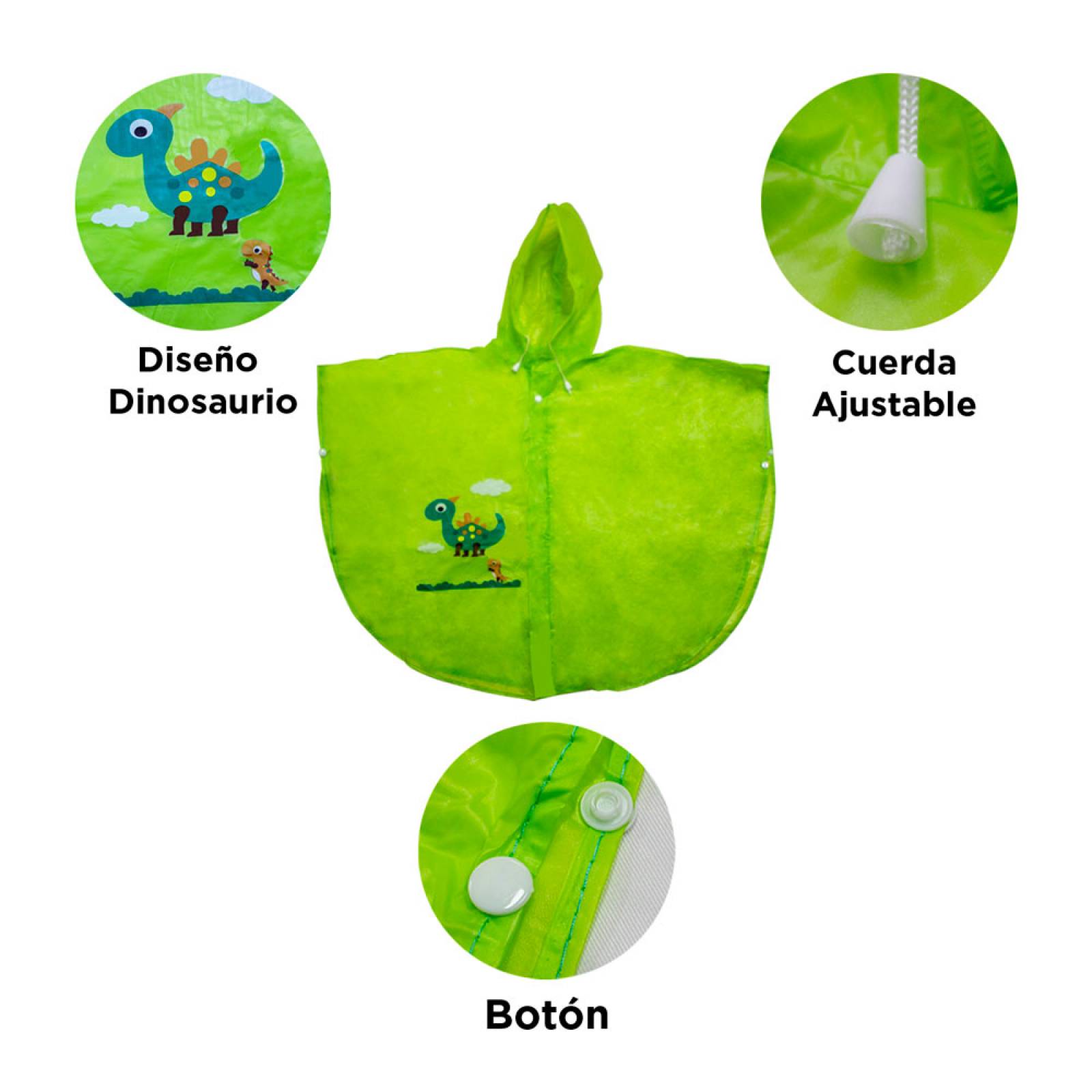 Paquete de 12 Piezas Poncho Con Capucha Impermeable para Niños de Colores de PVC Infantil Con Figuras Infantiles