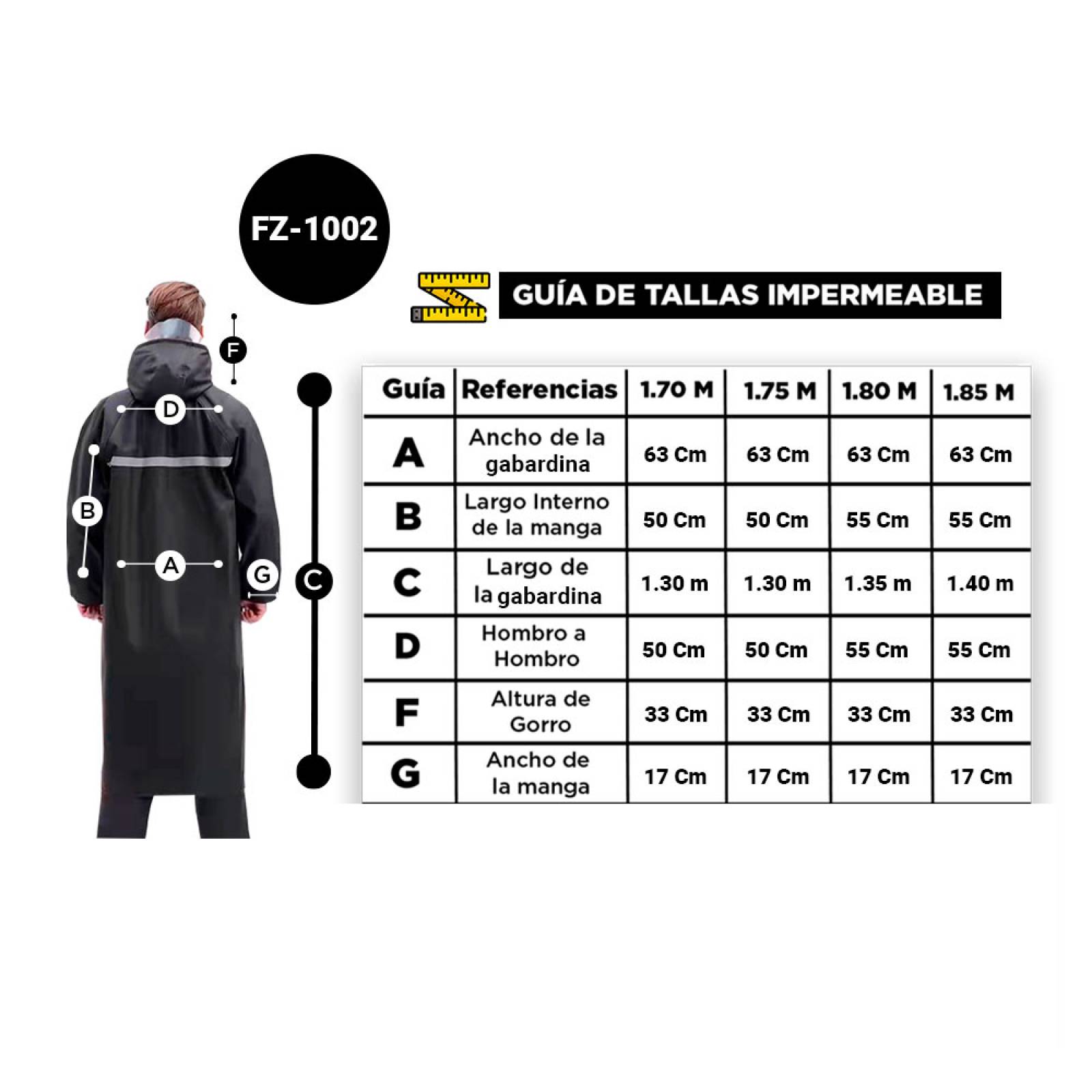 Impermeable Gabardina Negro Para Adulto Chamarra Chaqueta con Gorro con Visor