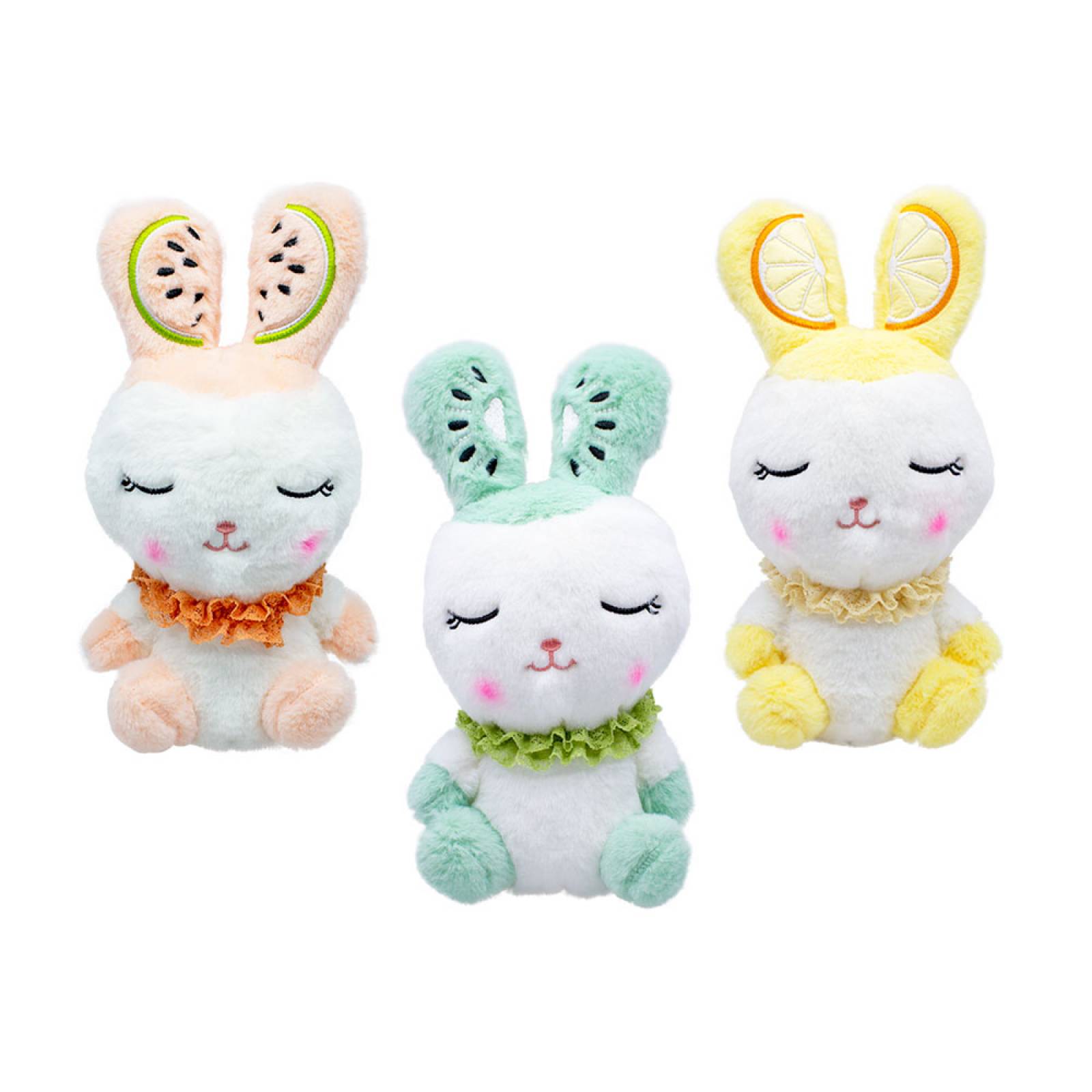 Conejo Blanco De Peluche Suave 28 Cm Conejito Kawaii Con Frutas en las Orejas Rabbit Bunny