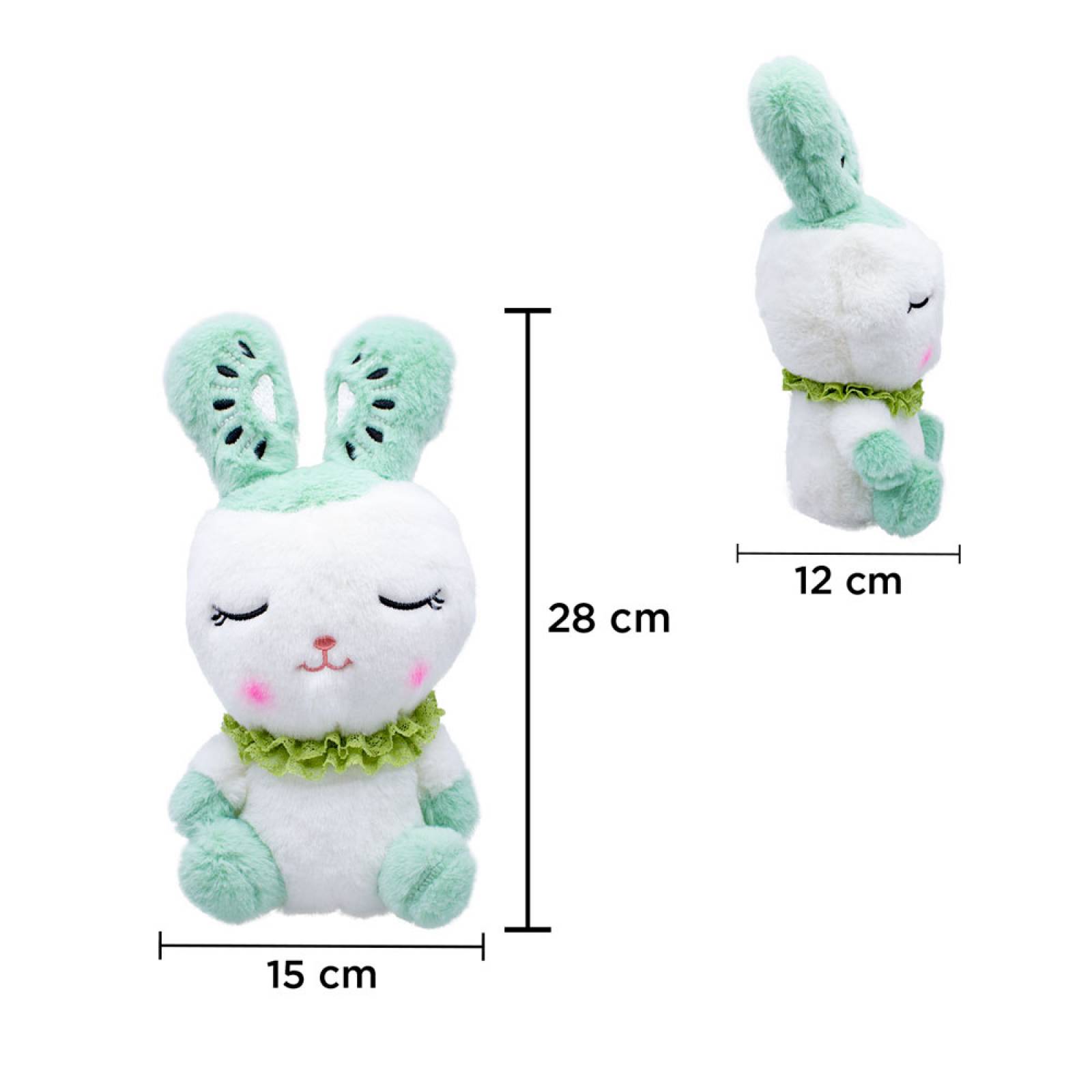 Conejo Blanco De Peluche Suave 28 Cm Conejito Kawaii Con Frutas en las Orejas Rabbit Bunny