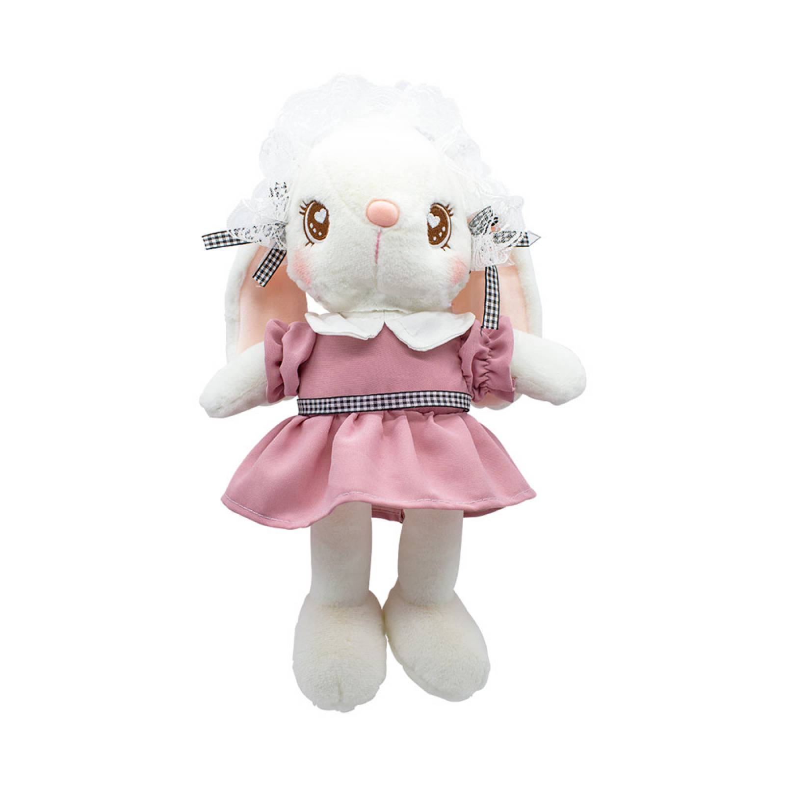 Paquete de Conejos Blancos De Peluche Con Vestido  35 Cm Conejito Kawaii 2 Pzas Rabbit Bunny Abrazable