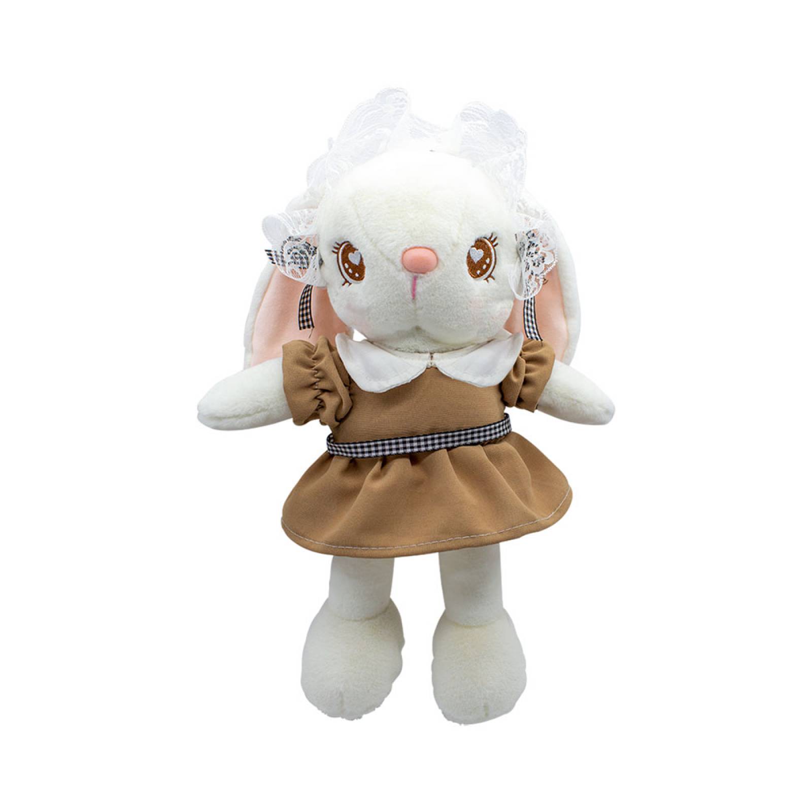 Paquete de Conejos Blancos De Peluche Con Vestido  35 Cm Conejito Kawaii 2 Pzas Rabbit Bunny Abrazable