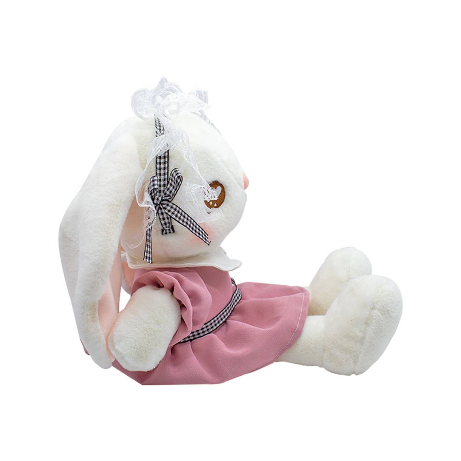 Paquete de Conejos Blancos De Peluche Con Vestido  35 Cm Conejito Kawaii 2 Pzas Rabbit Bunny Abrazable
