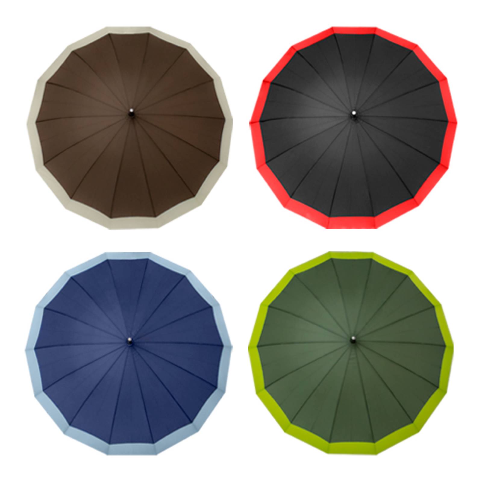 Paquete de 4 Sombrilla Manual de Color de Baston Plegable Para Sol Grande 100 CM Diámetro 14 Varillas Mango Recto