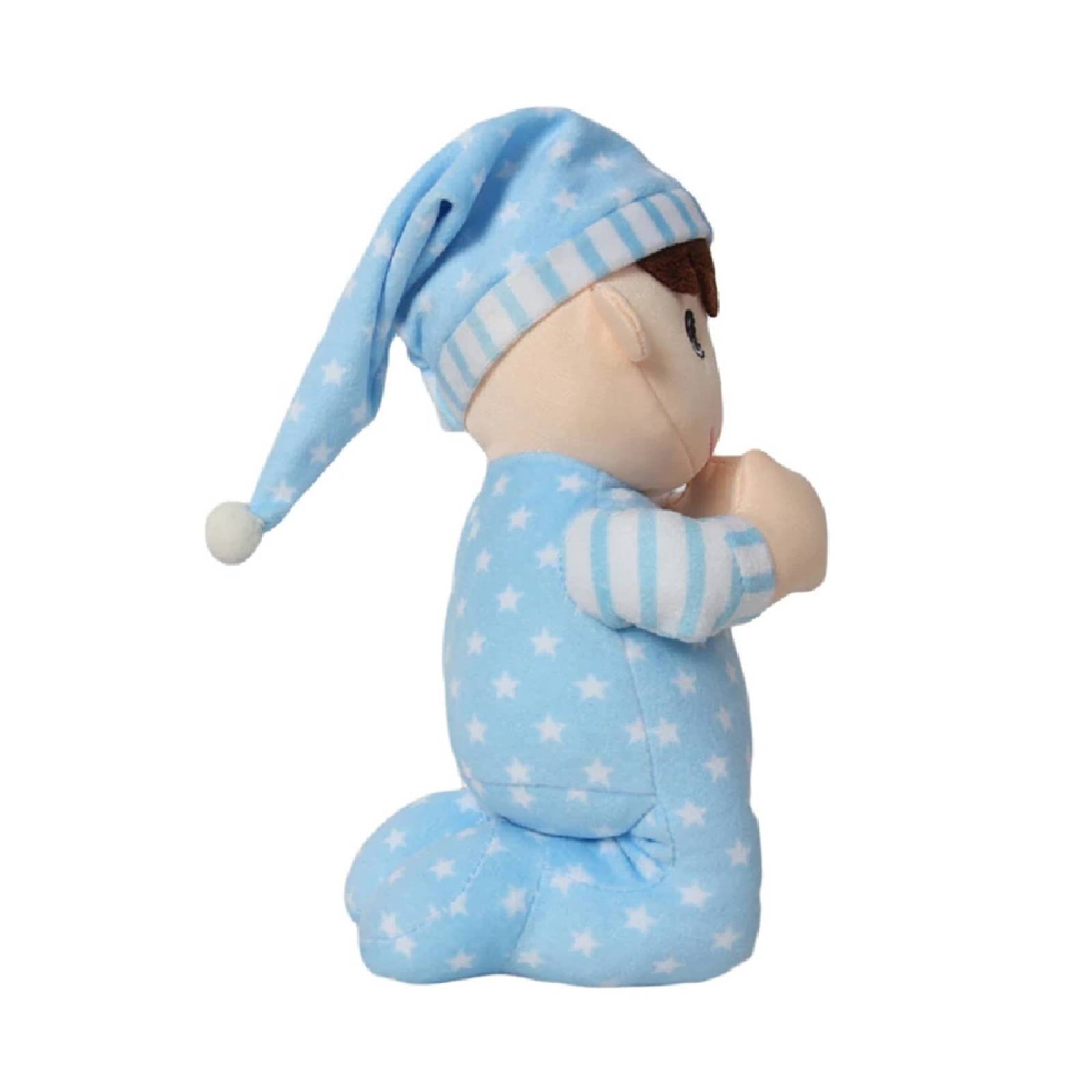 Muneco Rezador De Tela Con Pijama Sonido Oracion Angel de la Guarda 23 cm