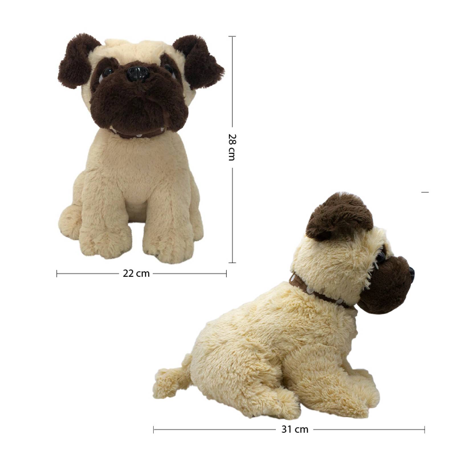 Perro Perrito Cachorro Pug De Peluche Beige Grande Juguete Infantil Ultra Suave 28 cm Altura