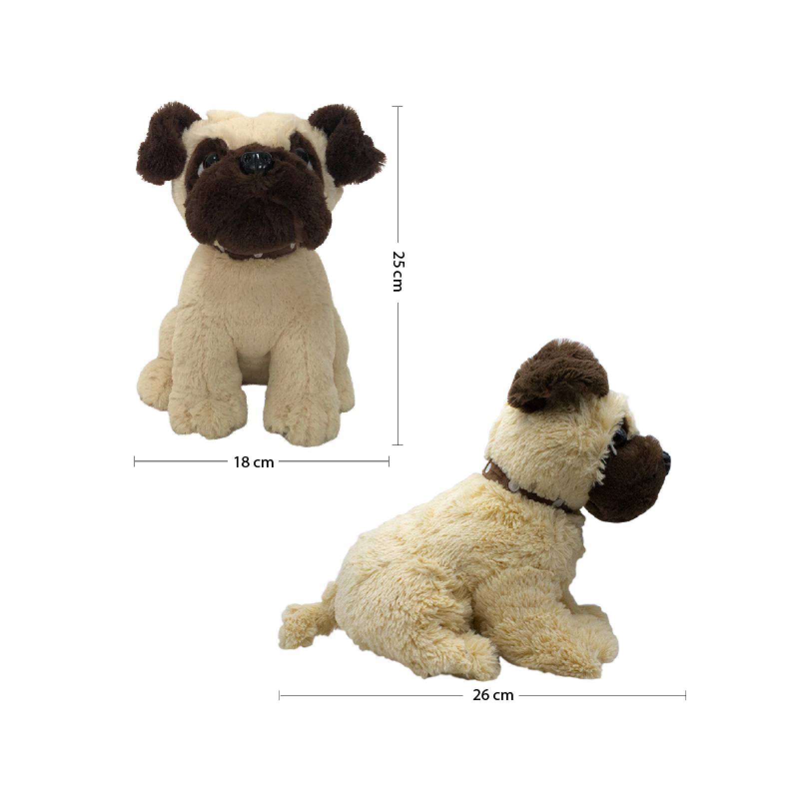 Perro Perrito Cachorro Pug De Peluche Beige Chico Juguete Infantil Ultra Suave 25 cm Altura