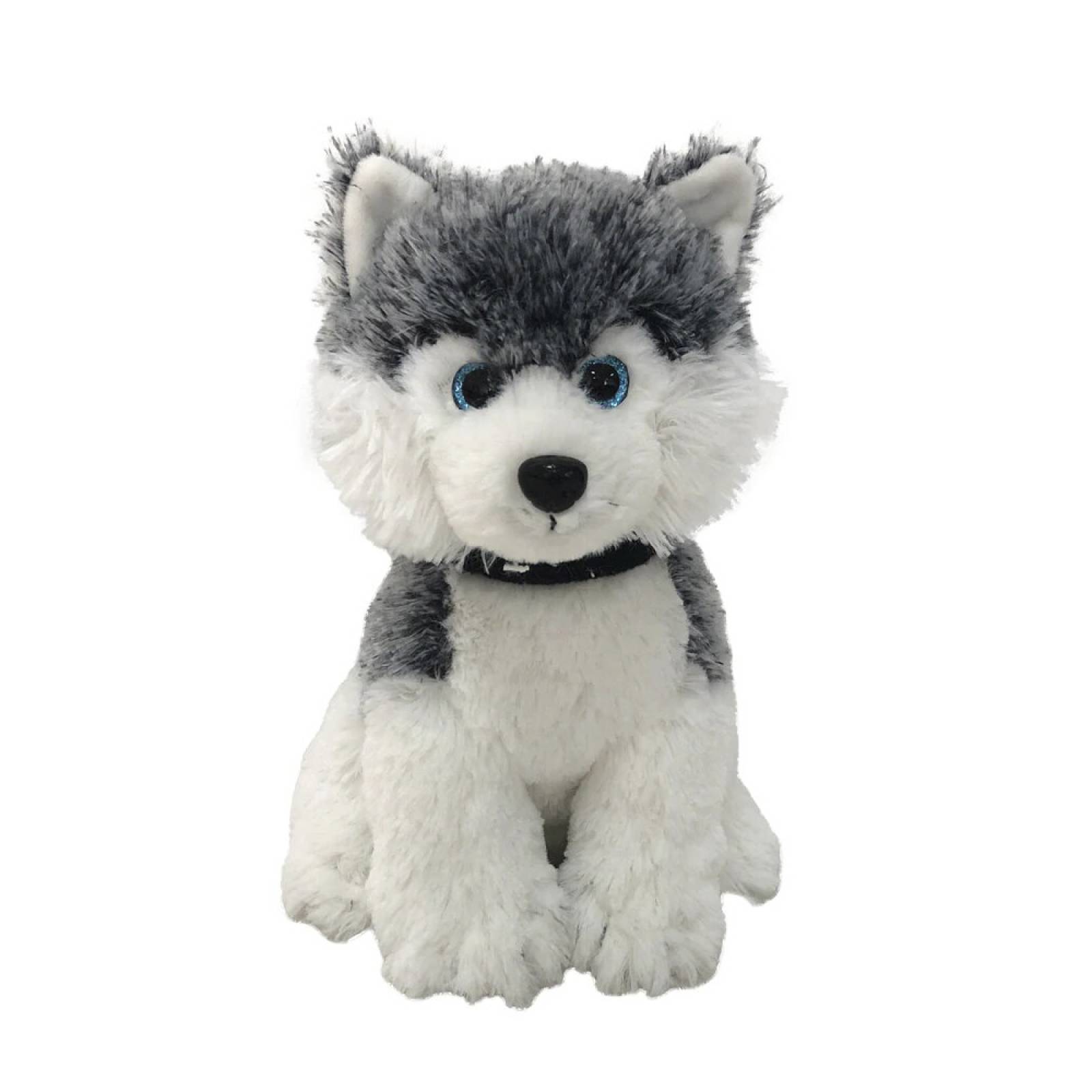 Perro Perrito Cachorro Husky De Peluche Gris Grande Juguete Infantil Ultra Suave 35 cm Altura Ojos Glitter Brillosos