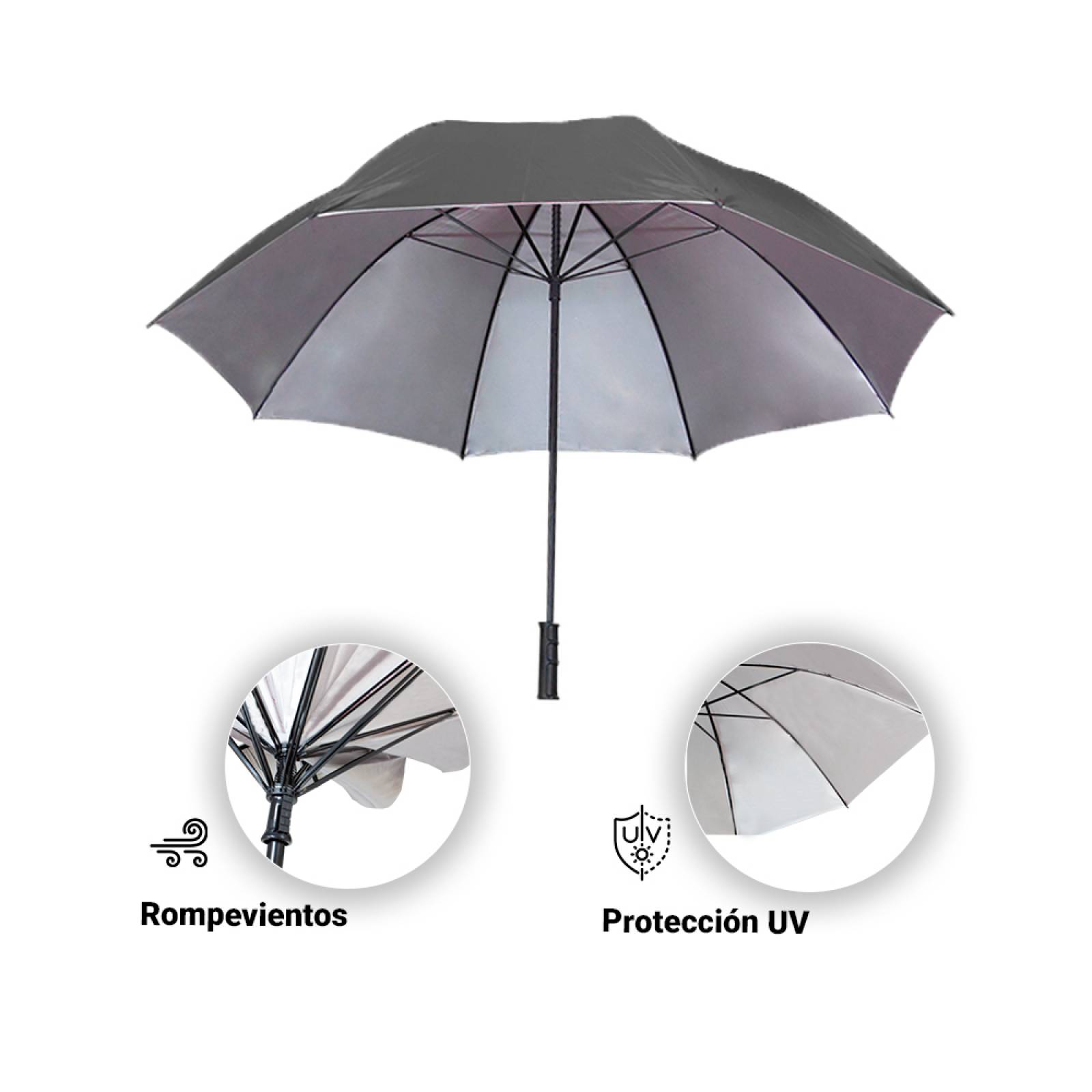 Paraguas Sombrilla Rompevientos Manual Con Filtro Solar Tela Resistente