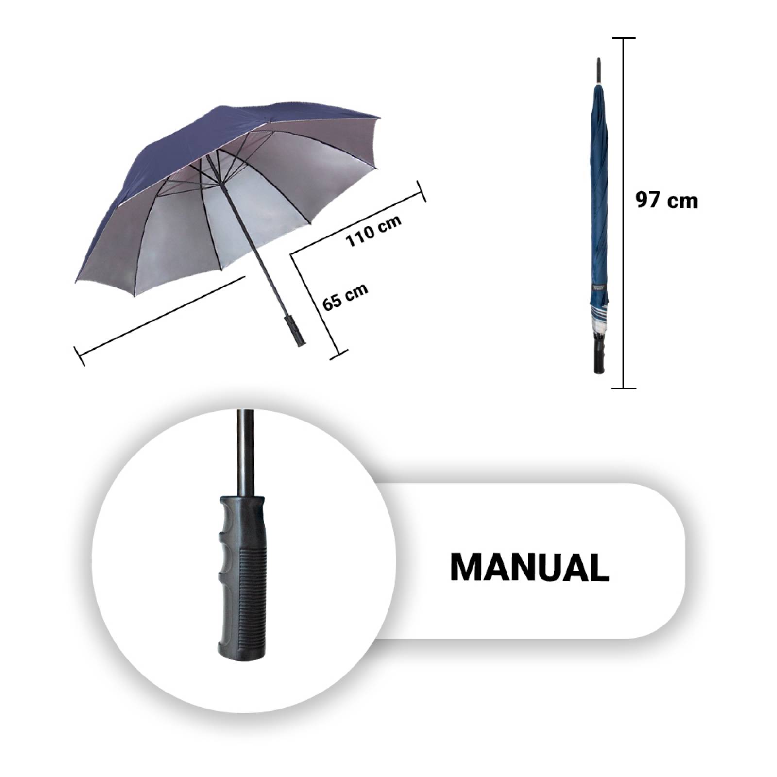 Paraguas Sombrilla Rompevientos Manual Con Filtro Solar Tela Resistente