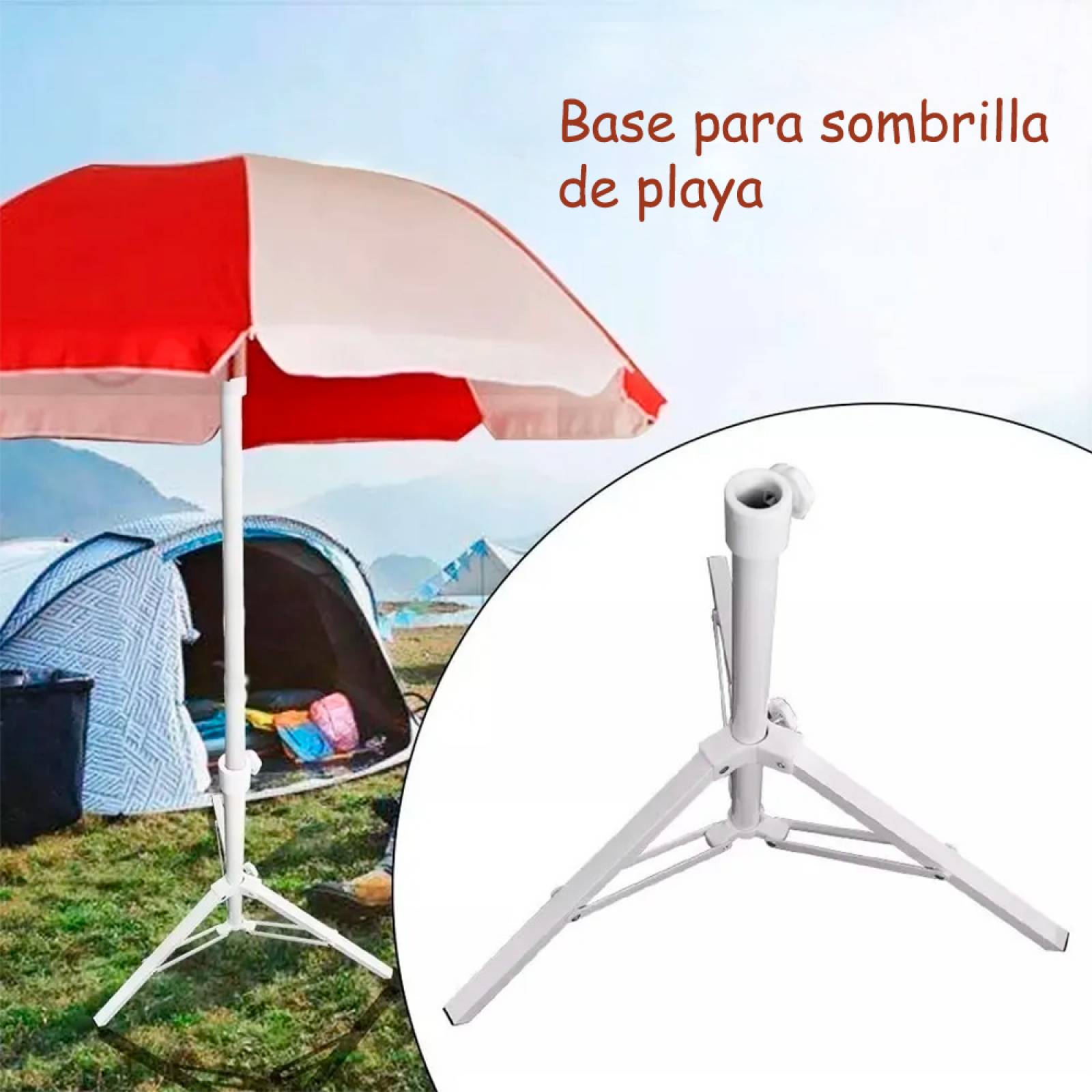 Base Portátil Y Plegable Para Sombrilla Playa Y Jardín Metal 4 Patas