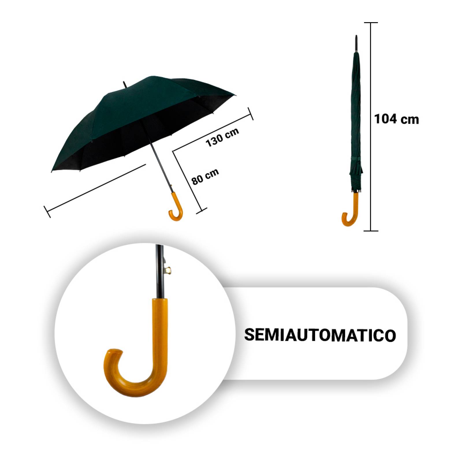 Paraguas Sombrilla Semiautomático Jumbo Tipo Bastón 4 Pzas