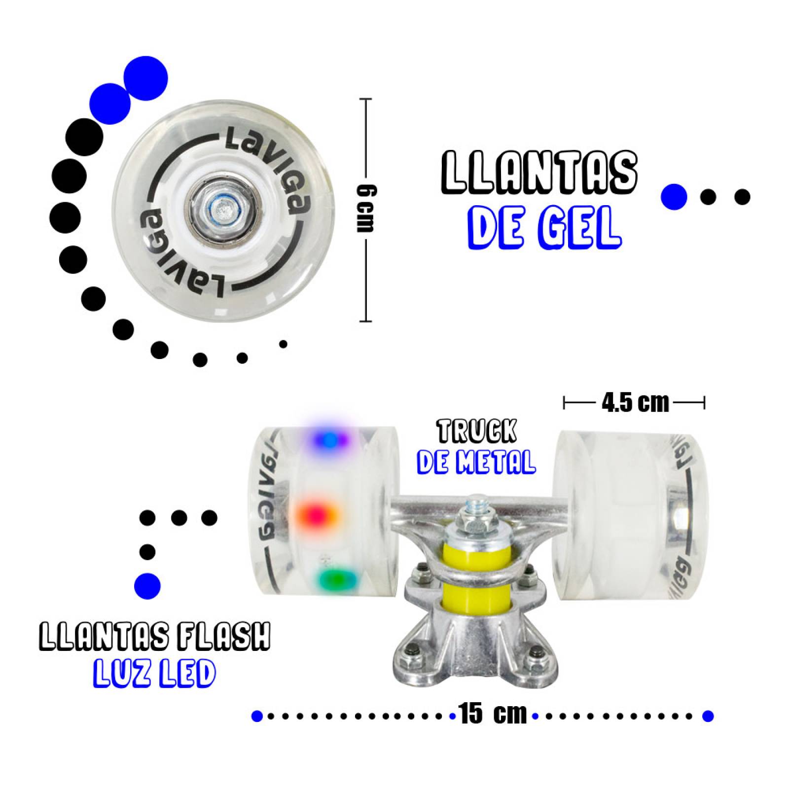 Patineta Tipo Penny Classic Banana De Colores Con Luz Led