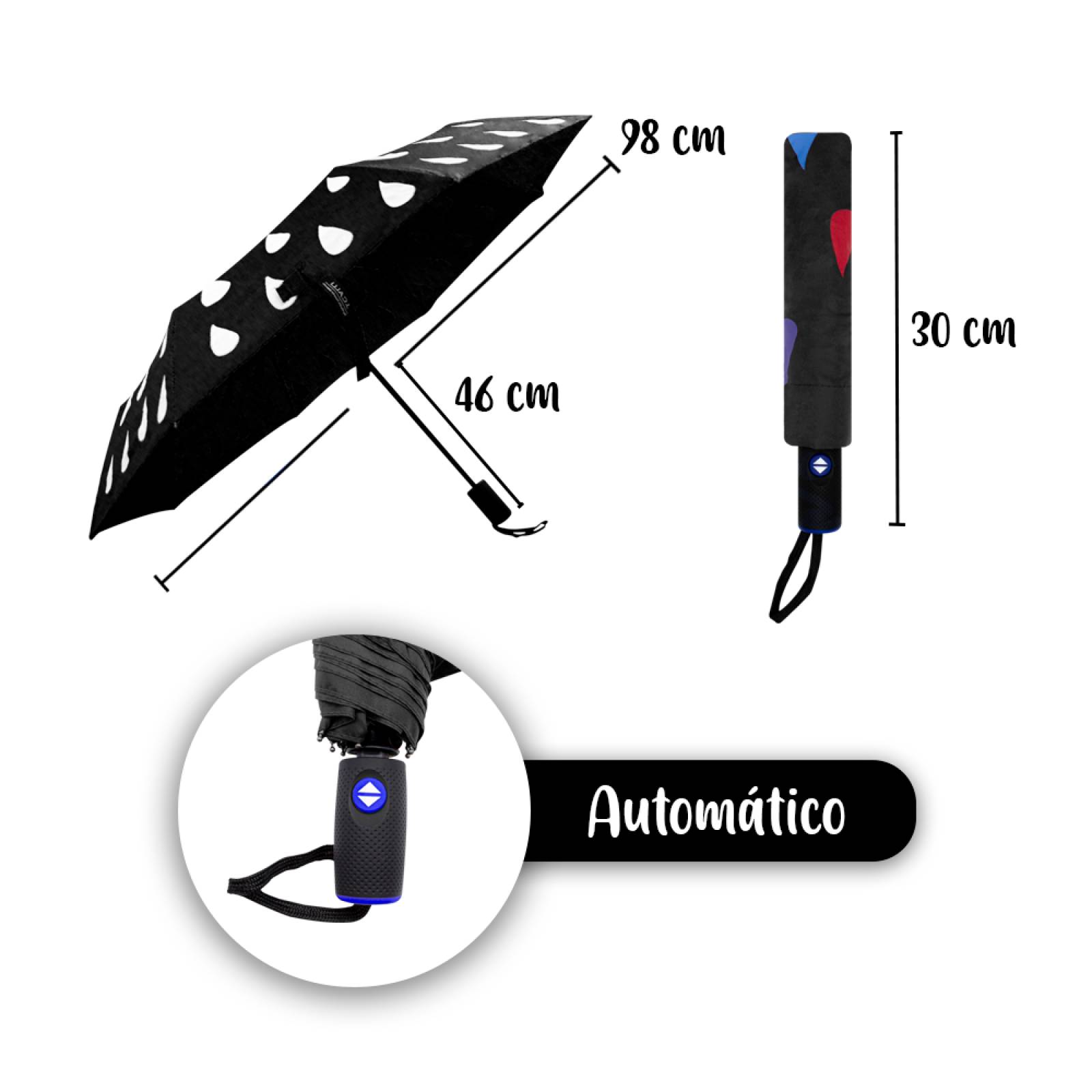 Paraguas Mágico Automático De Gotas Cambia De Color