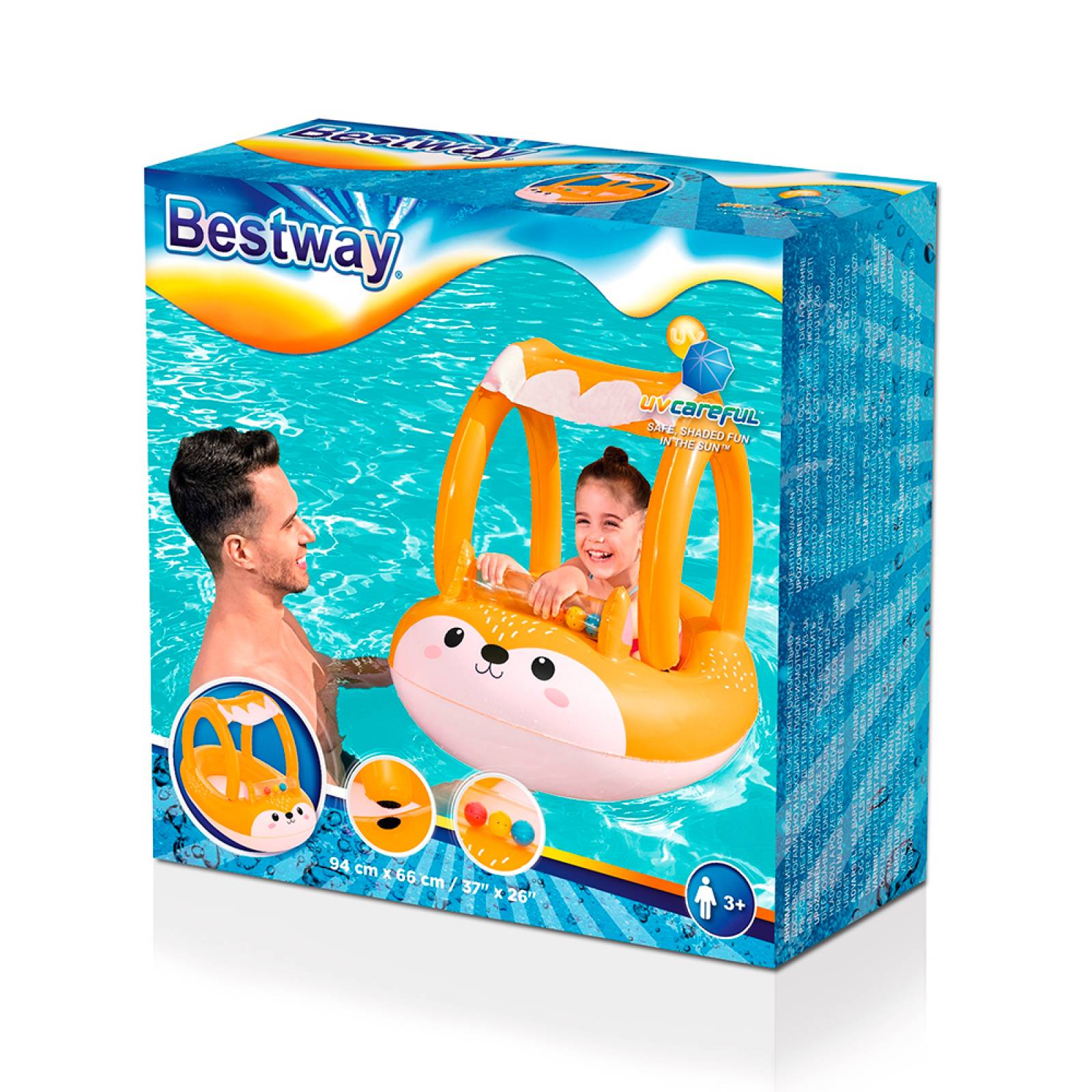 Salvavidas Inflable Infantil De Zorrito Con Techo Para Bebé