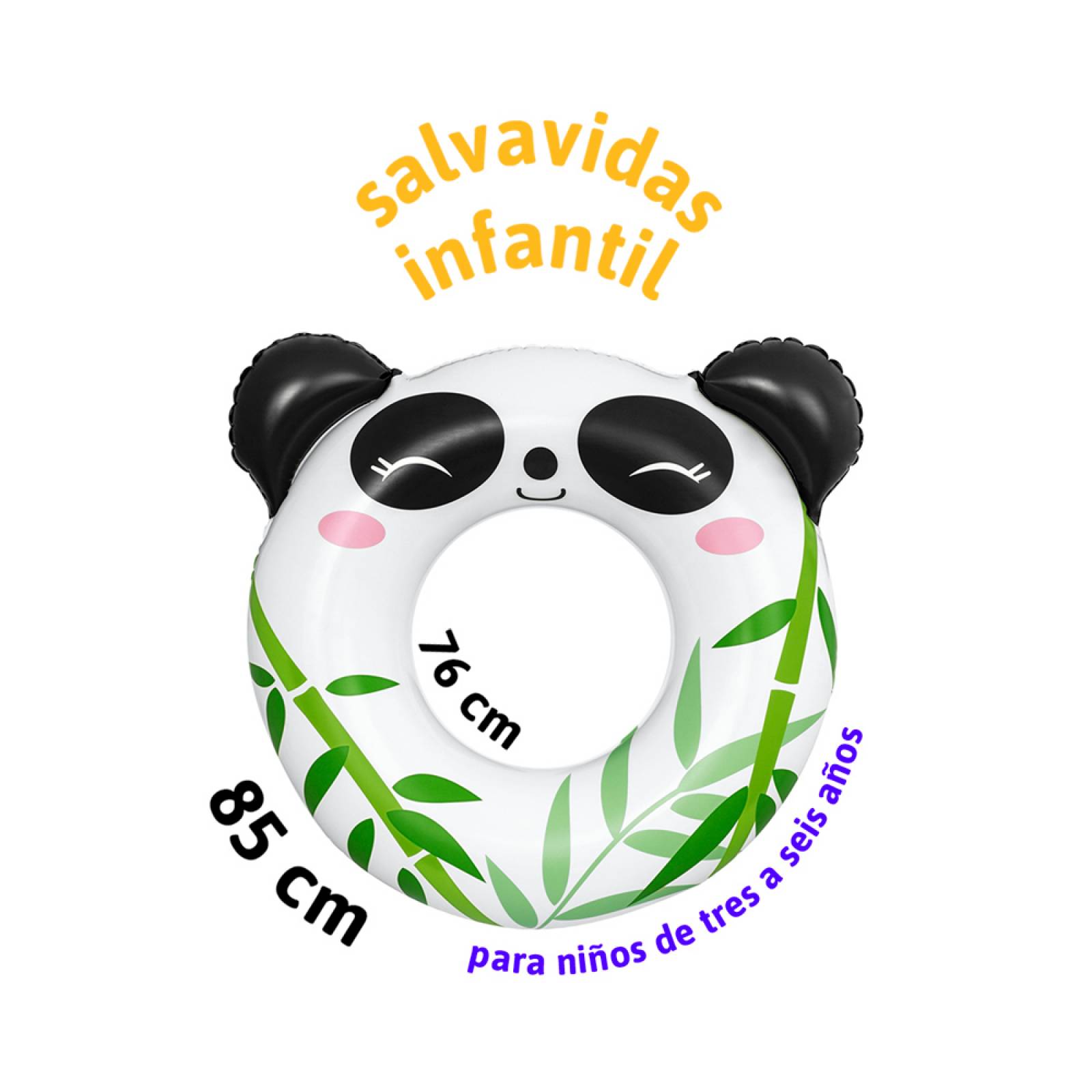 Salvavidas Inflable Dona Flotador Diseño Panda Y Rana 6 Pzas