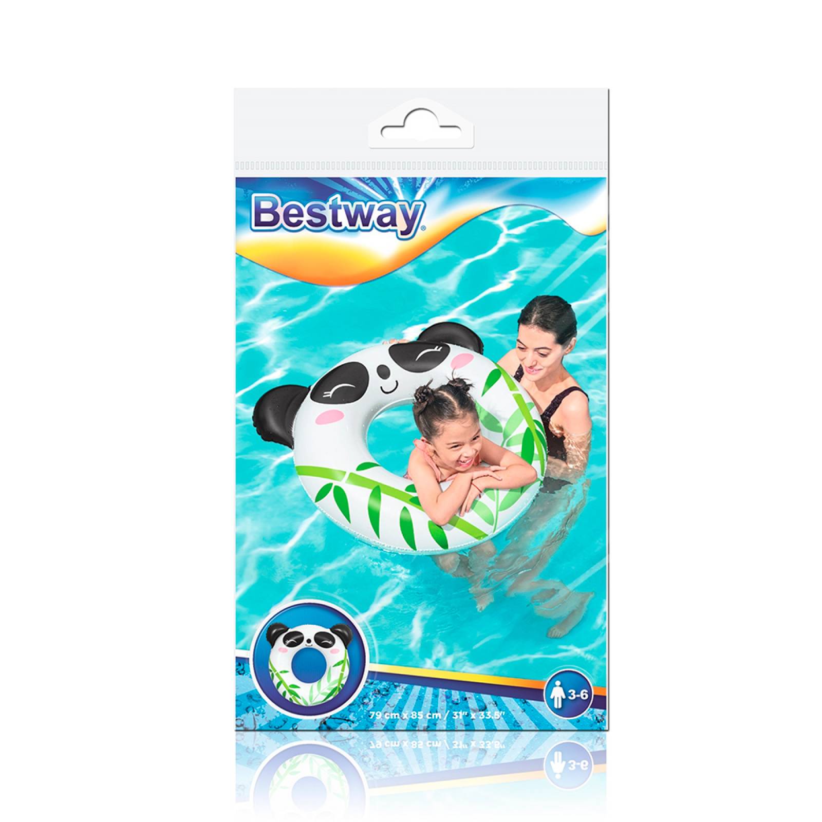 Salvavidas Inflable Dona Flotador Diseño Panda Y Rana 6 Pzas