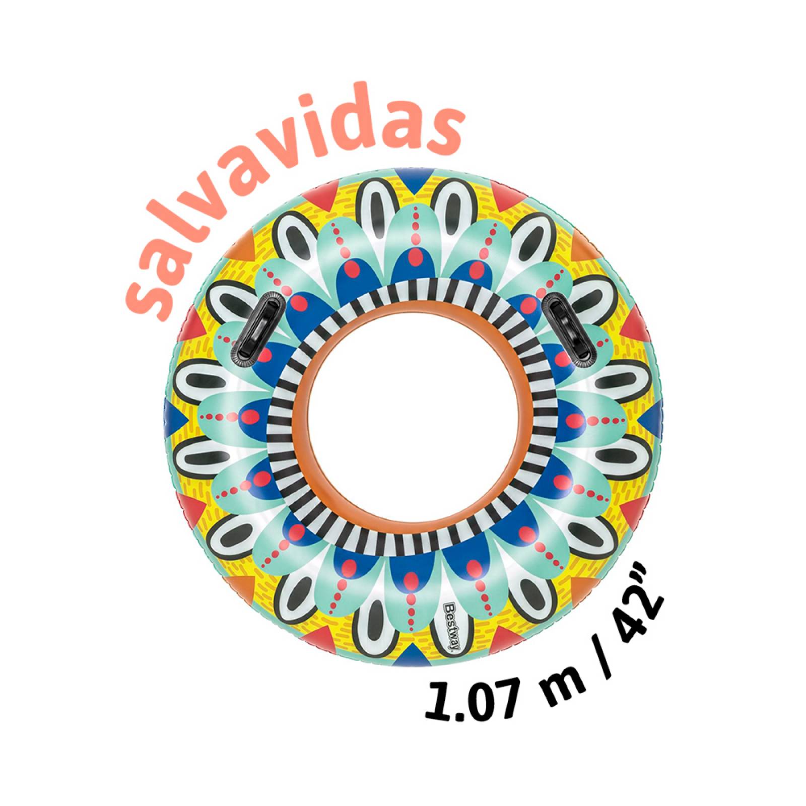 Dona Salvavidas Inflable Aro Flotador Tropical Grande 107 Cm