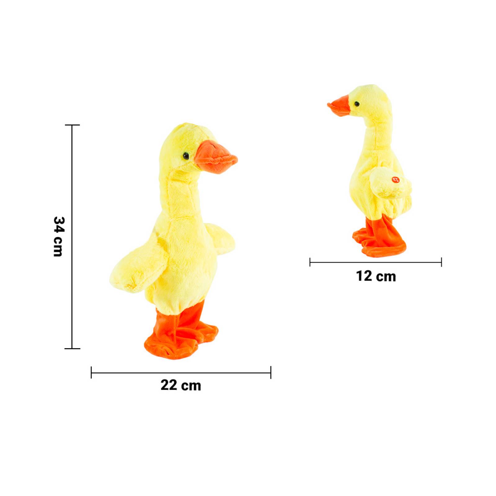 Pato Peluche De Juguete Musical Imita Sonidos Grabador