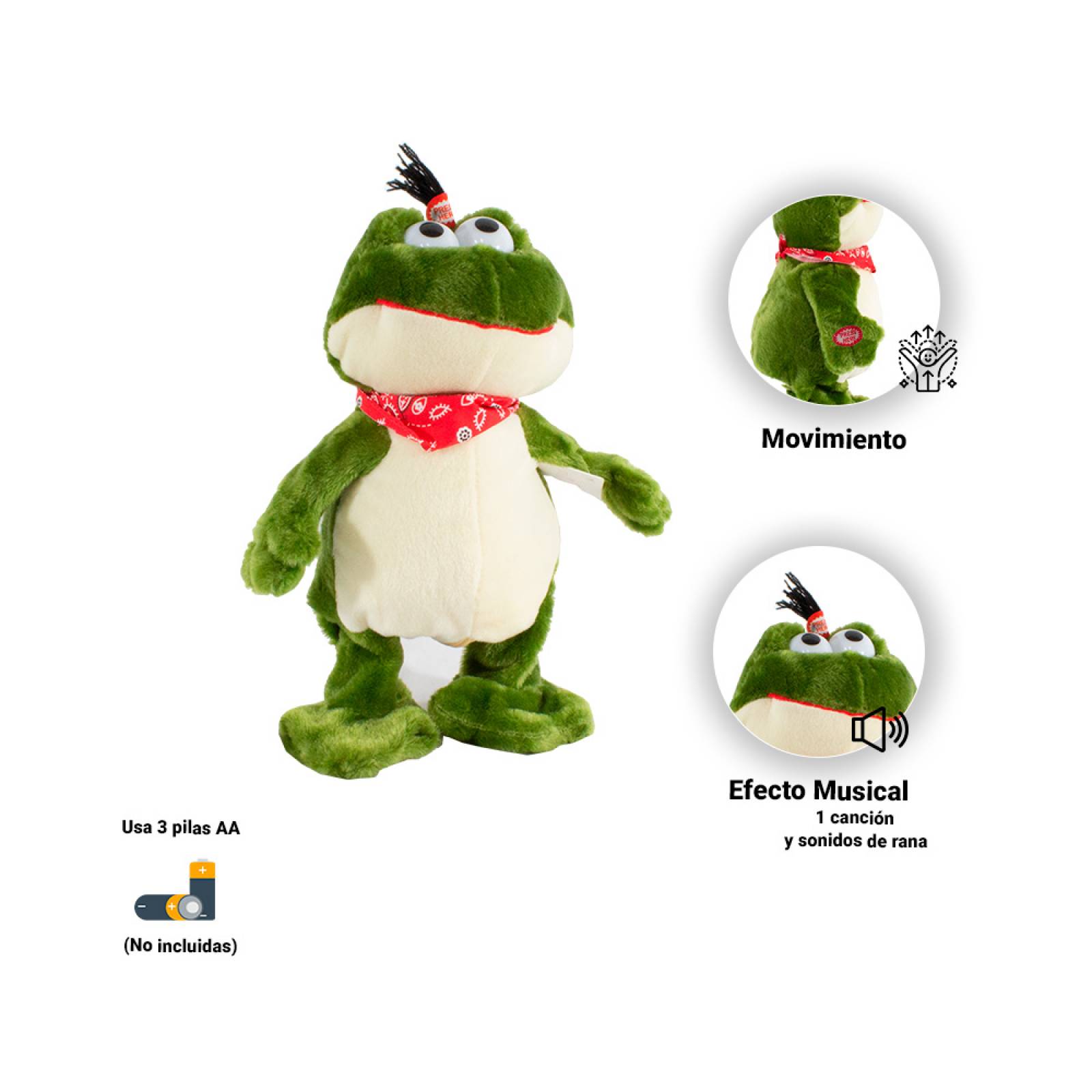 Rana Peluche Bailarina Musical Ranita Con Sonidos Movimiento