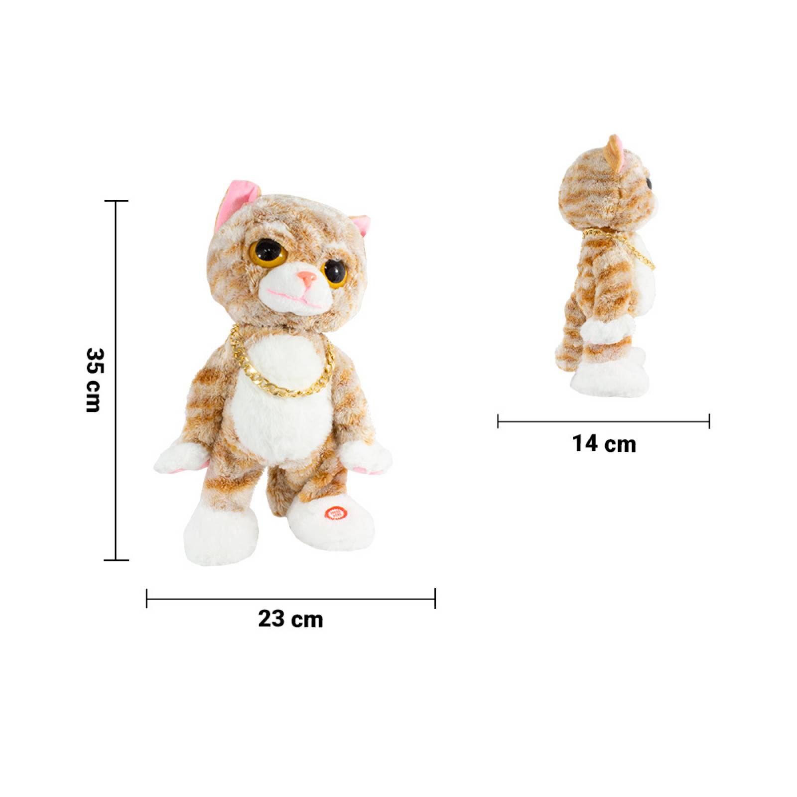 Gato De Peluche Musical Bailarin Mecanico Gatito Rudo 35 Cm