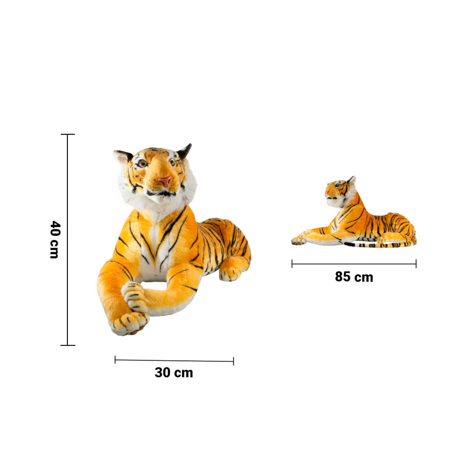 Felino Peluche Grande Aspecto Real Leon Tigre Leopardo 85 Cm