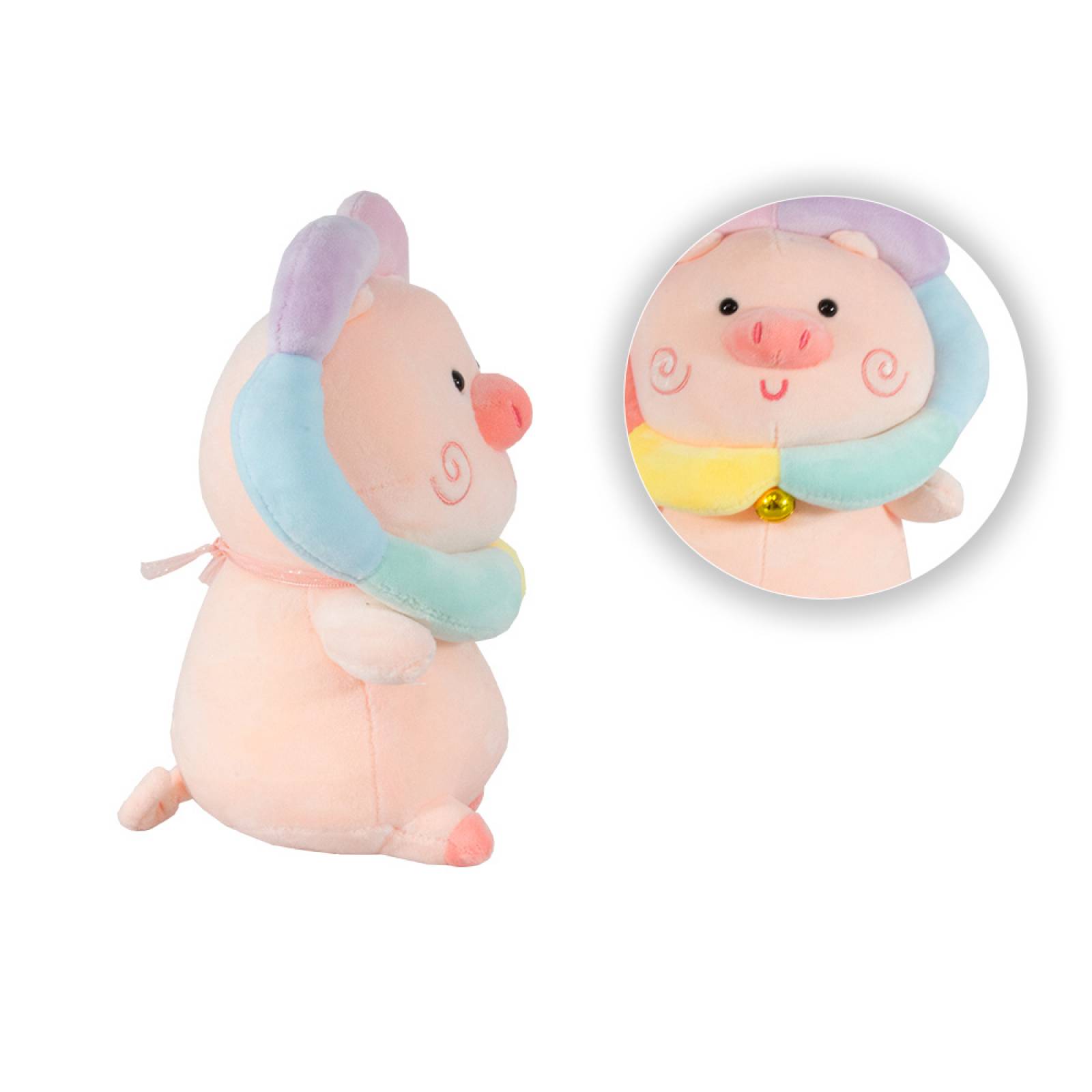 Puerco de Peluche con Cascabel Suave Y Esponjoso Cerdito Pink 28 cm