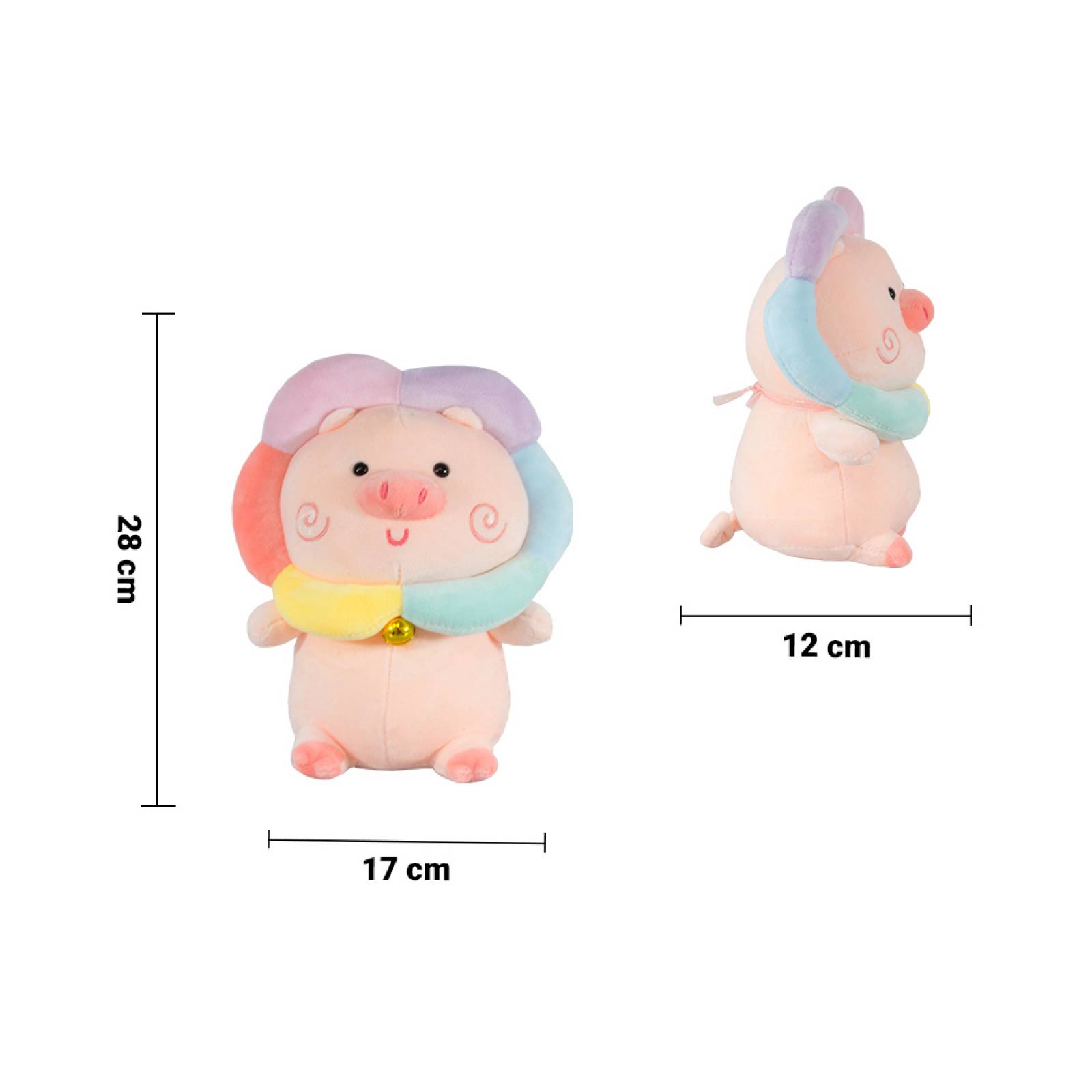 Puerco de Peluche con Cascabel Suave Y Esponjoso Cerdito Pink 28 cm